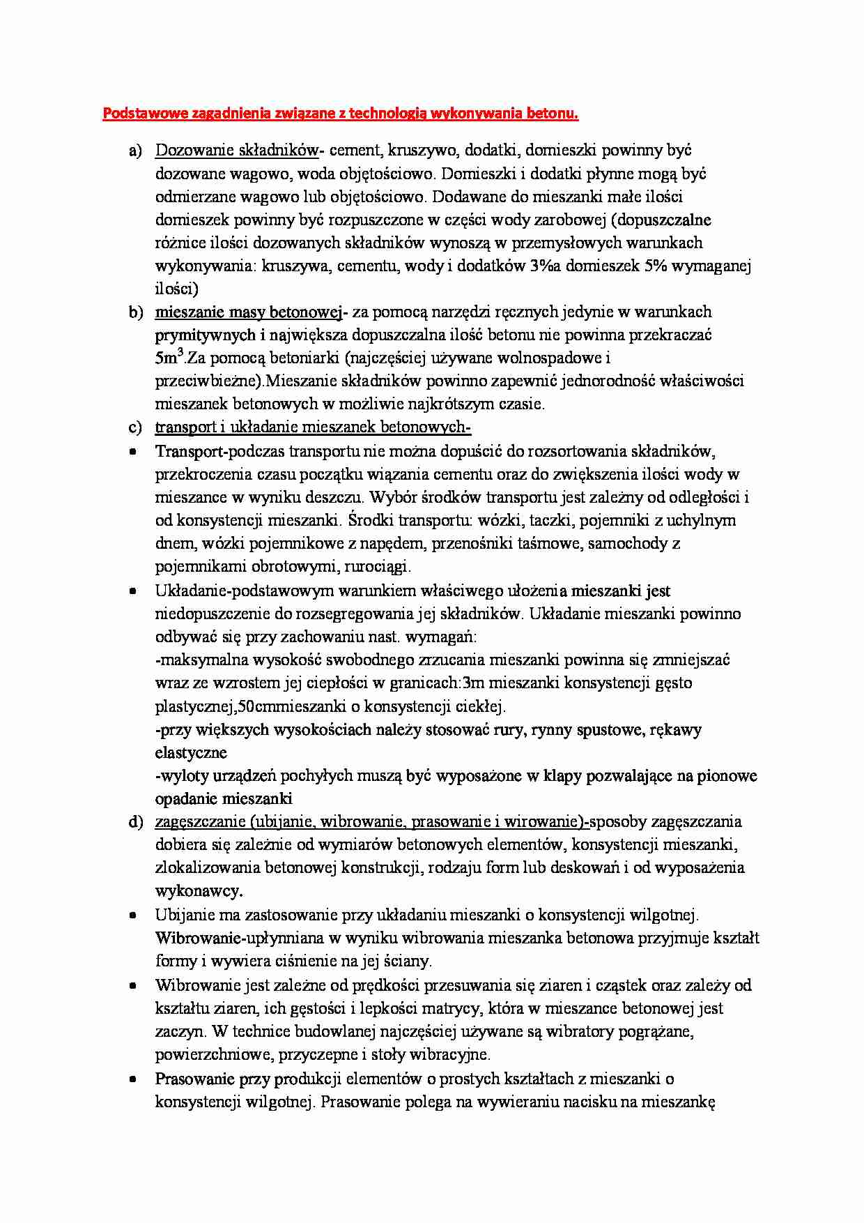 Technologia wykonywania betonu - strona 1