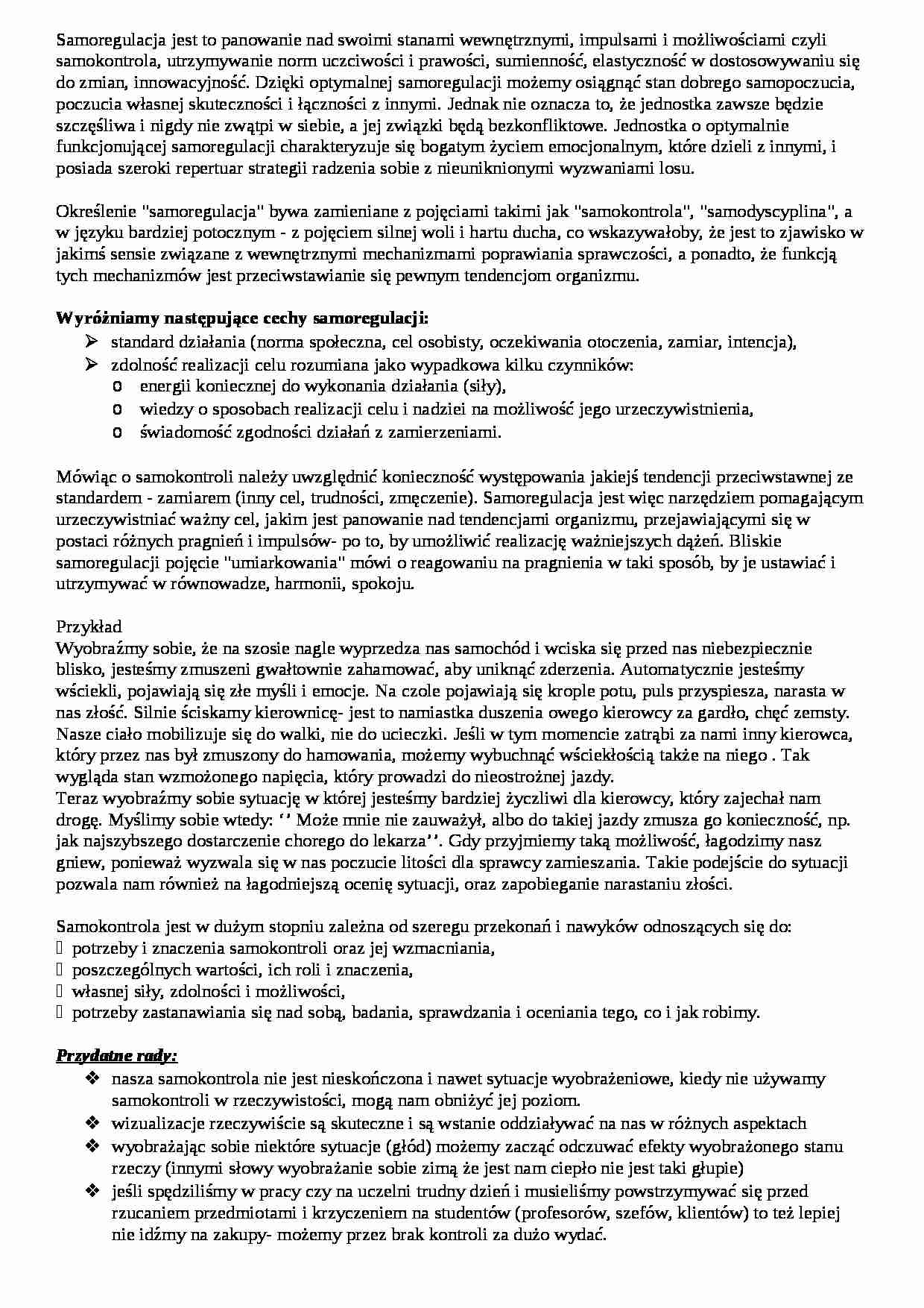 Samoregulacja - strona 1