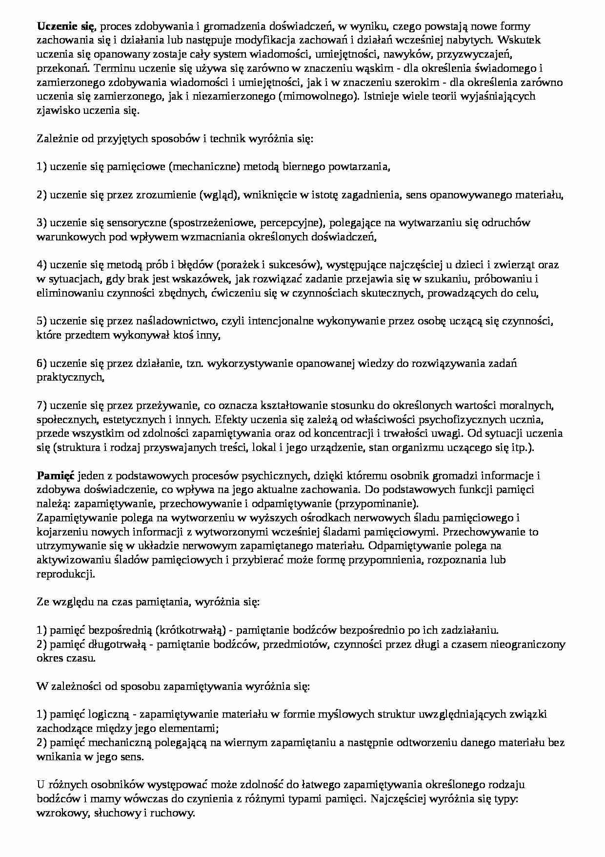 Uczenie się i pamięć - strona 1