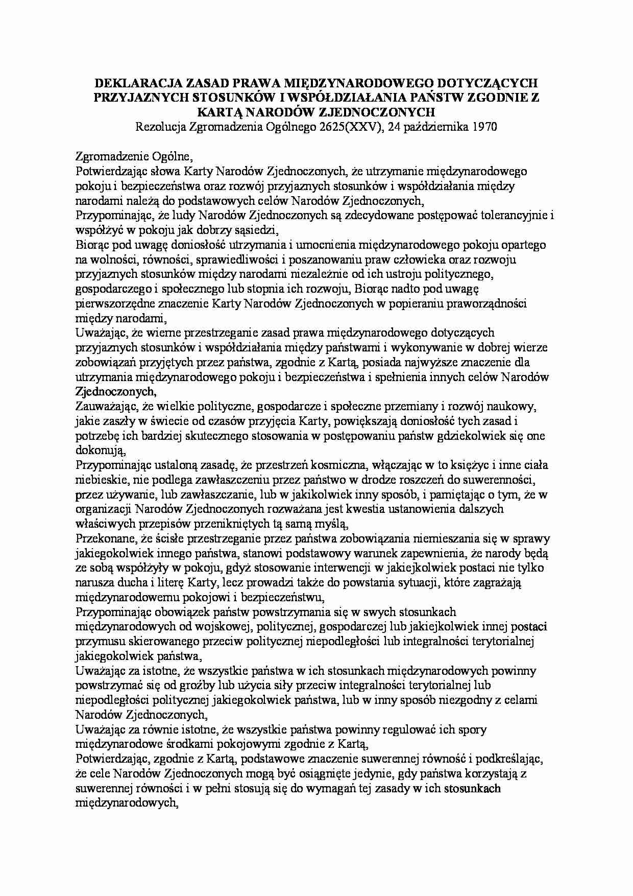 Przyjazne stosunki i współdziałania państwa KNZ - deklaracja - strona 1