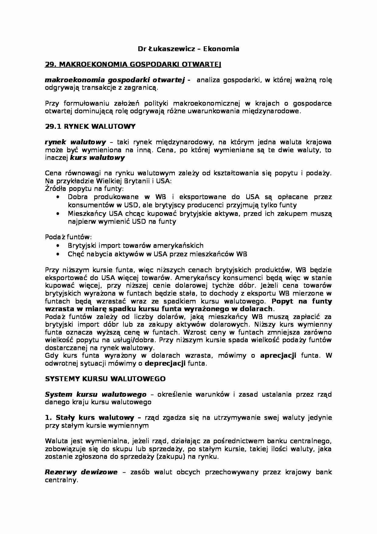  Makroekonomia gospodarki otwartej - omówienie  - strona 1