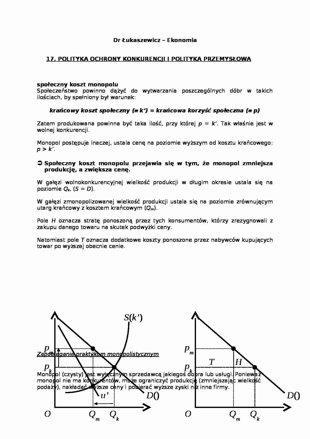 Polityka ochrony konkurencji i polityka przemysłowa - omówienie - strona 1
