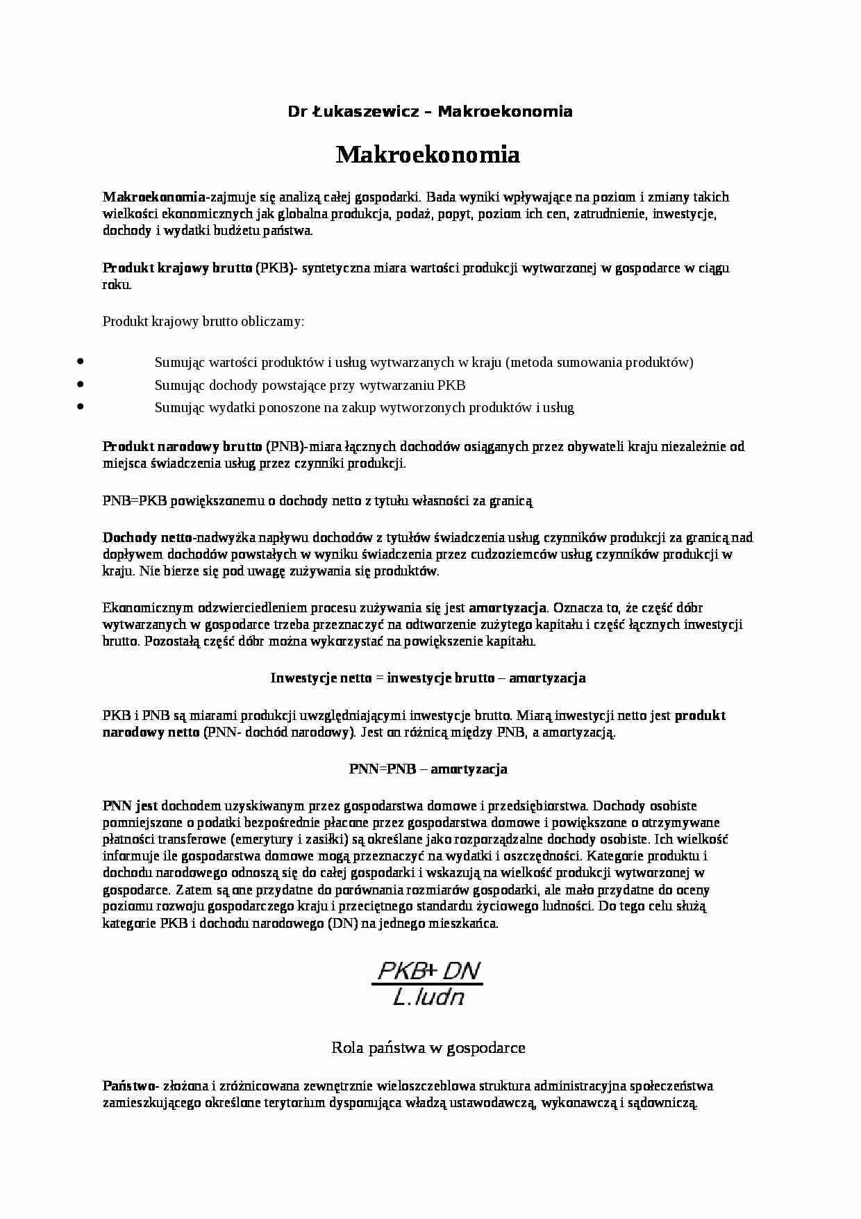 Makroekonomia - omówienie  - strona 1