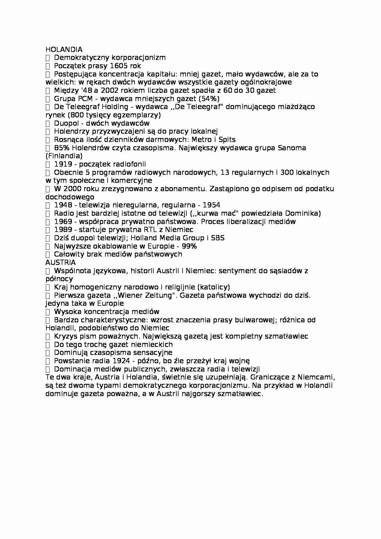 Systemy Medialne - Holandia  i Austria - strona 1