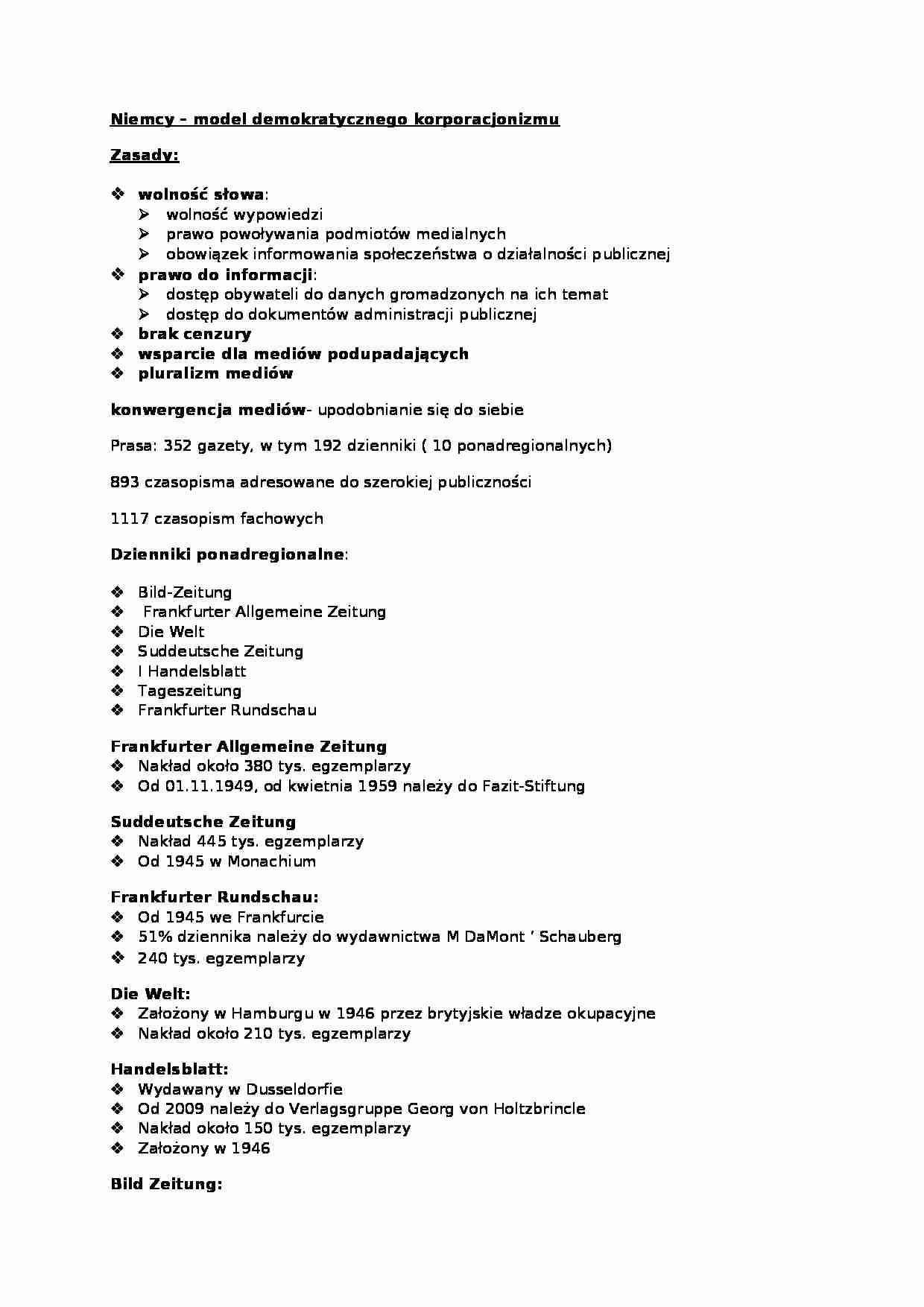 Systemy medialne w UE - Niemcy - omówienie  - strona 1