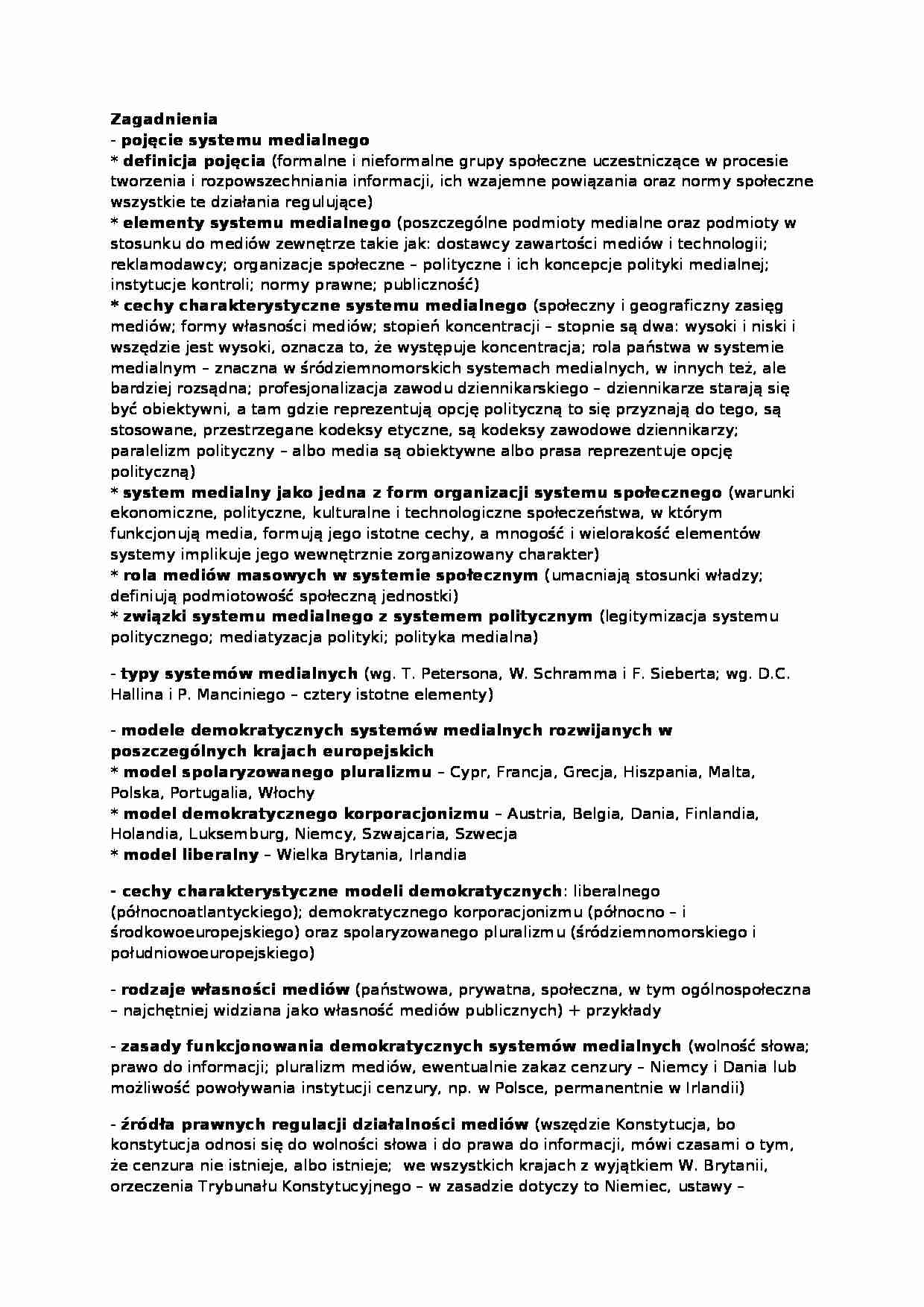 Systemy Polityczne w UE - Zagadnienia - strona 1