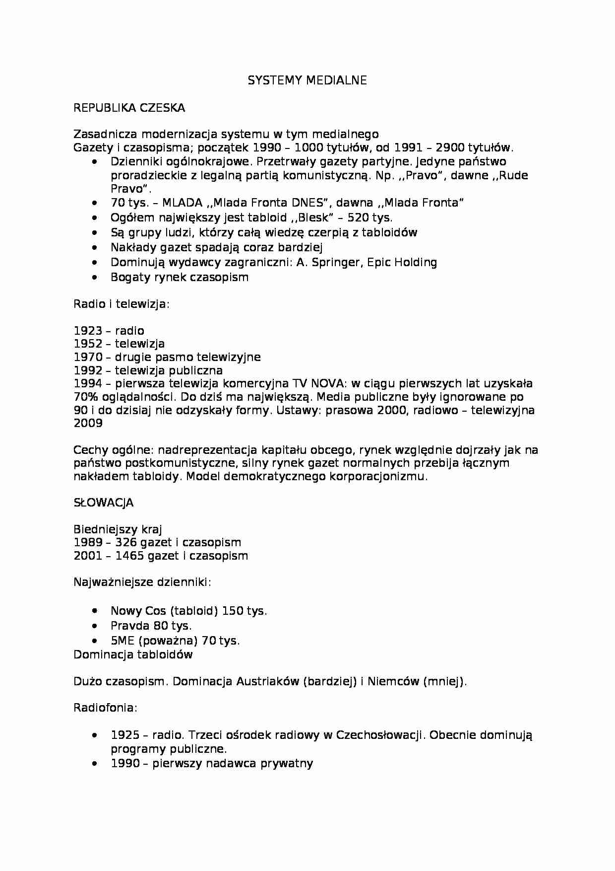 republika czeska - omówienie  - strona 1