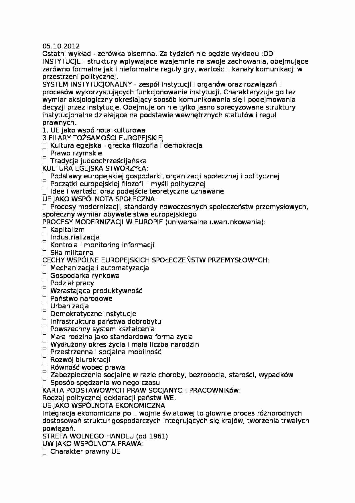 Instytucje UE -  wprowadzenie - strona 1