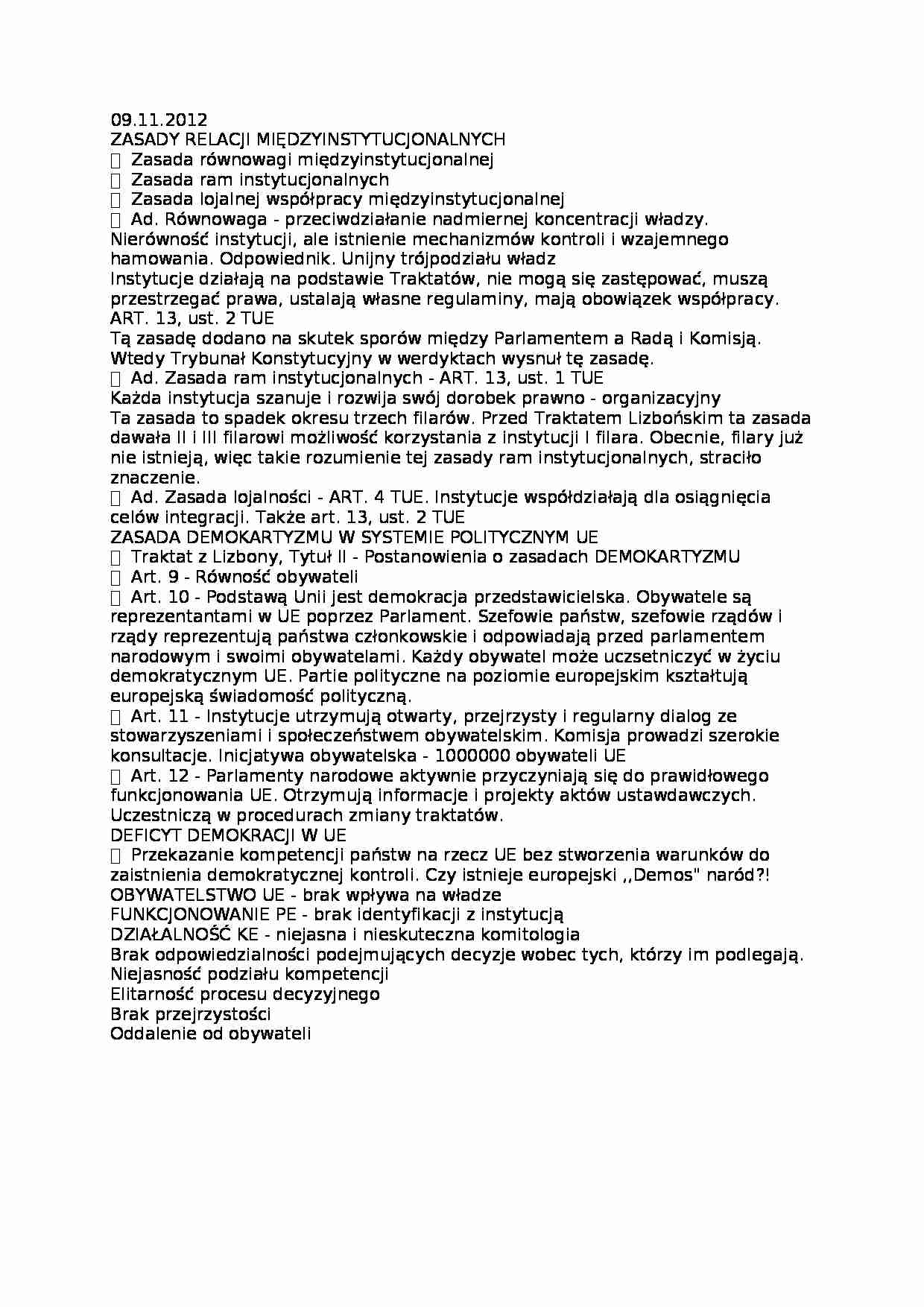  Instytucje UE - zasady relacji międzyinstytucjonalnych - strona 1