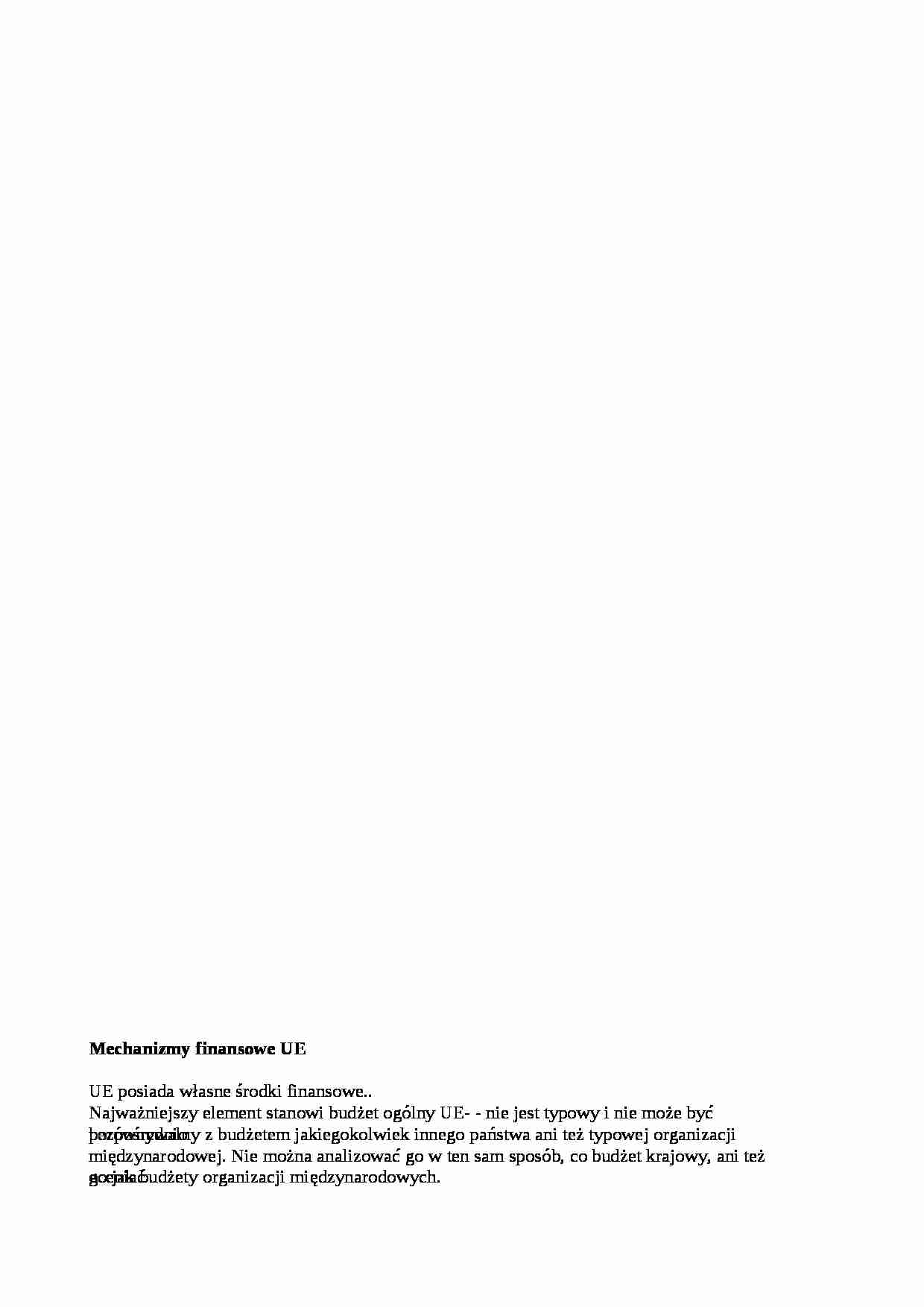 Mechanizmy finansowe UE - omówienie  - strona 1