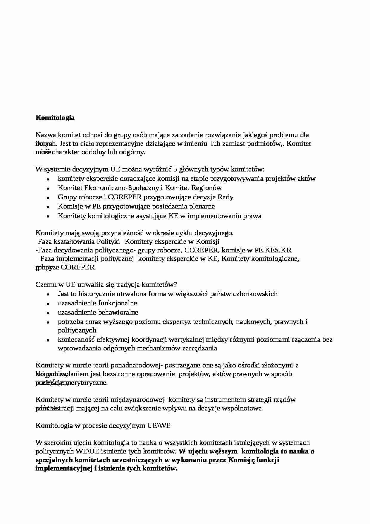 Komitologia - omówienie  - strona 1