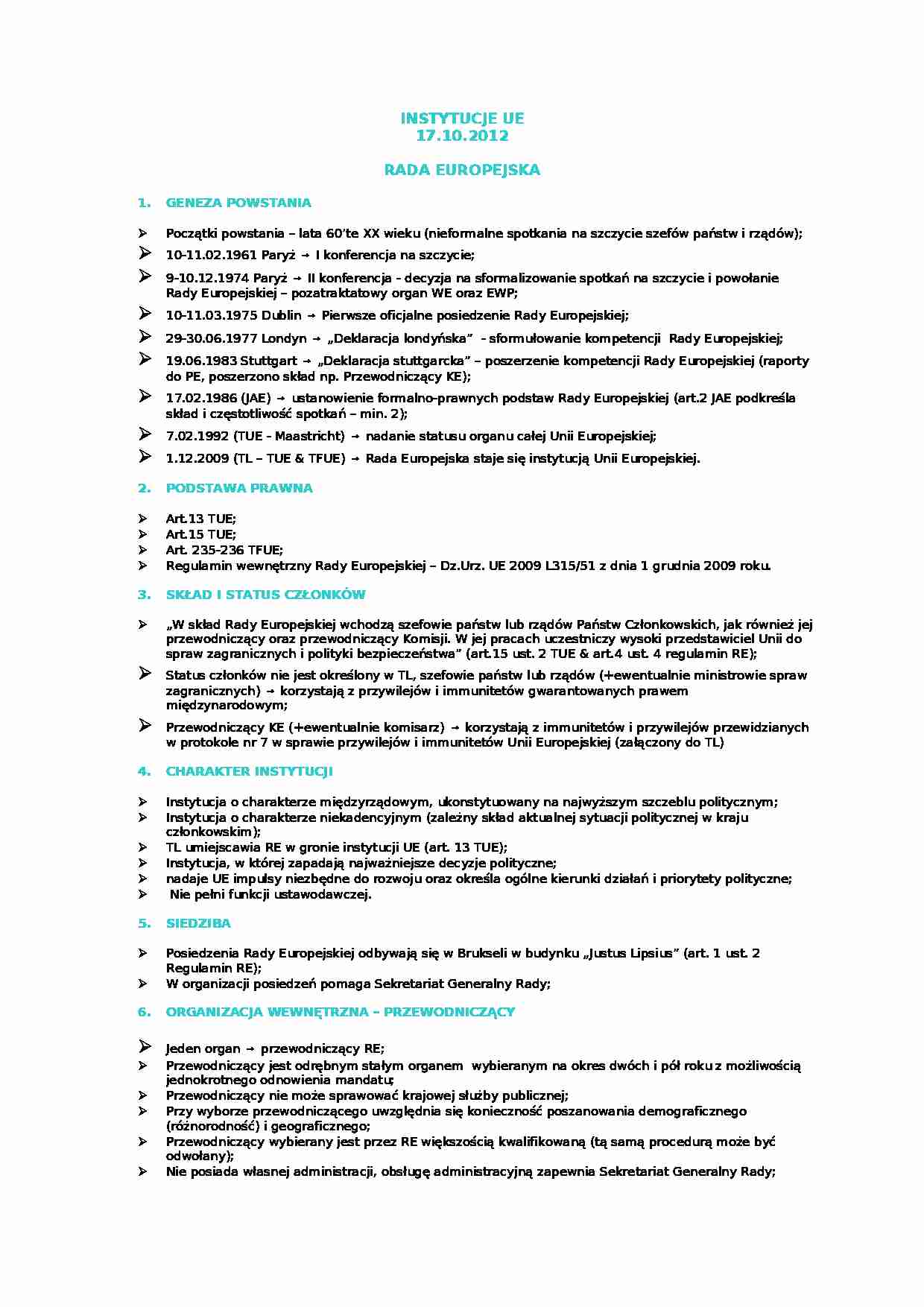  Rada Europejska - omówienie  - strona 1