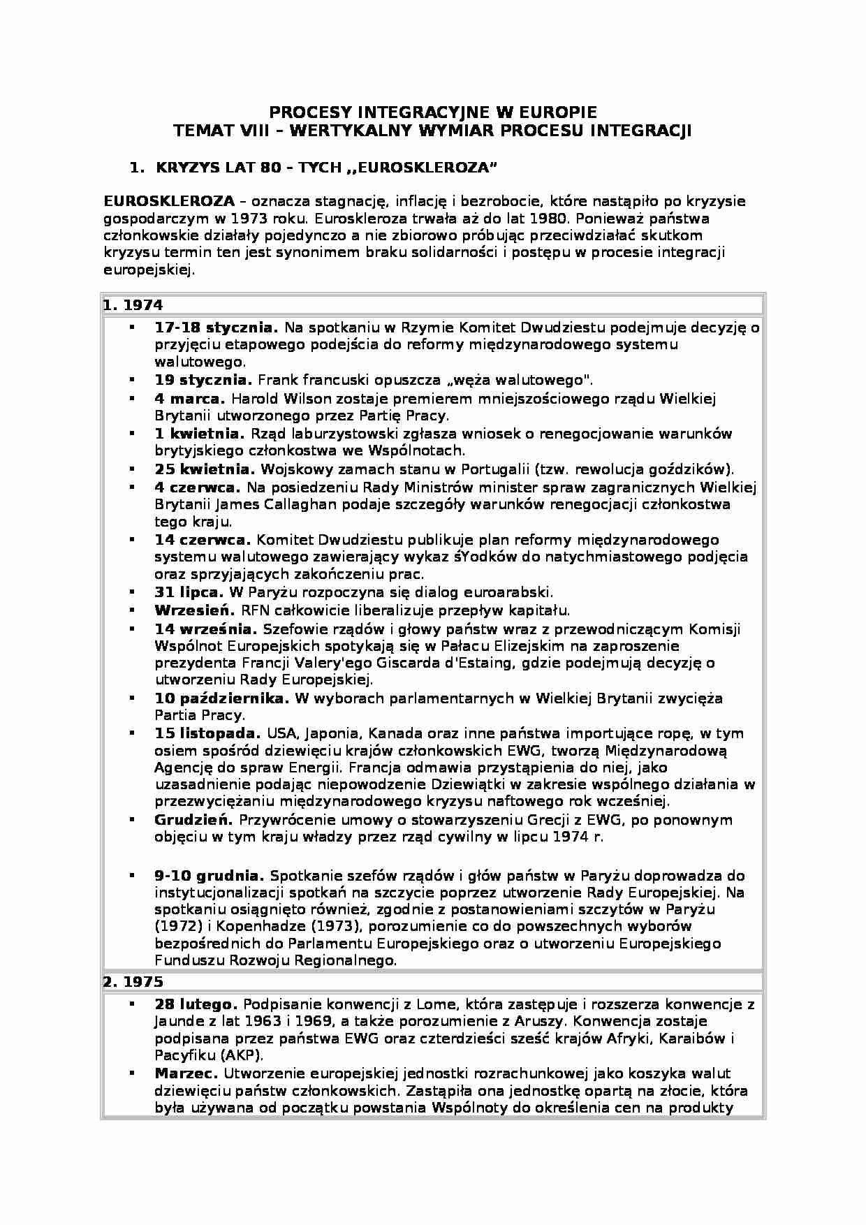 Procesy integracyjne w Europie - wertykalny wymiar procesu integracji - strona 1