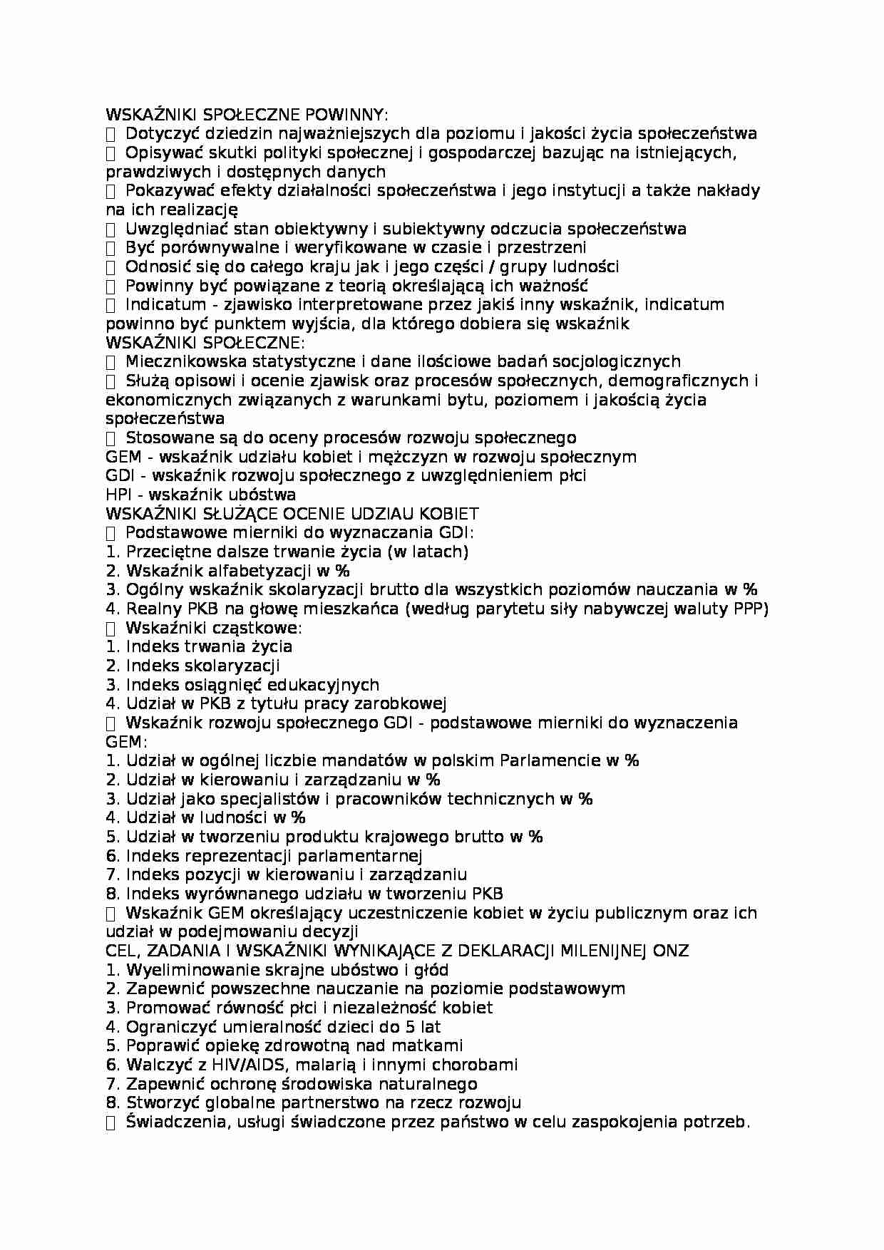 Wskaźniki społeczne - omówienie  - strona 1