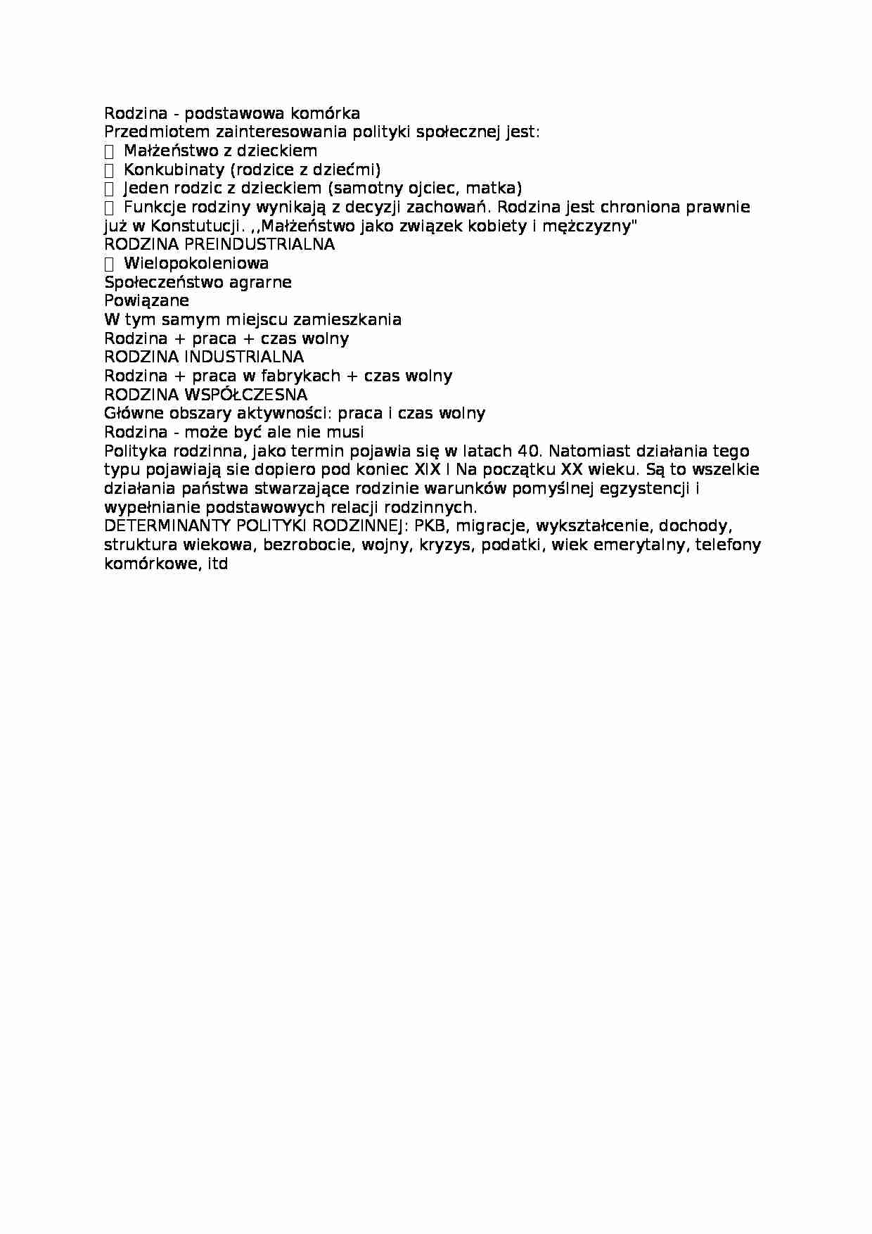 Rodzina jako podstawowa komórka - omówienie. - strona 1