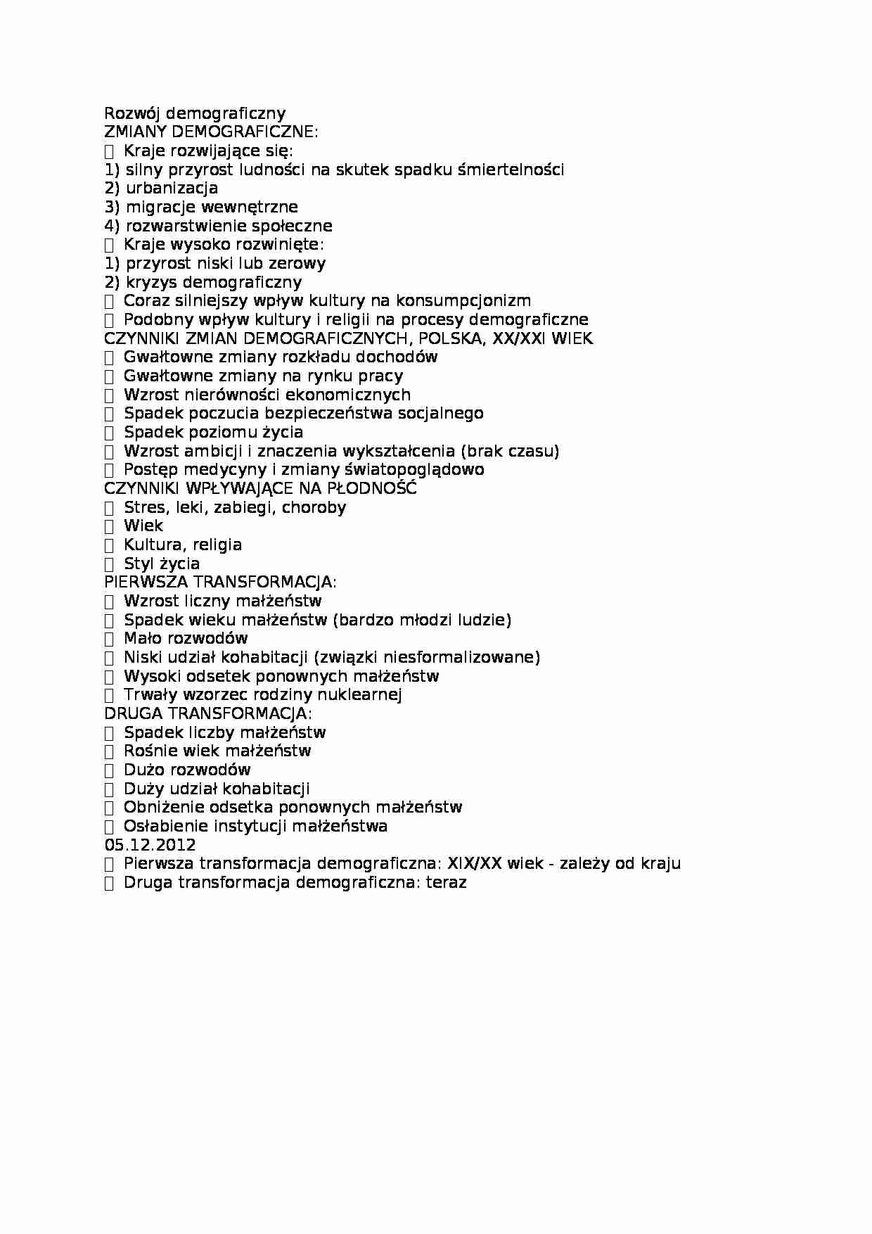 Rozwój demograficzny - omówienie zmian demograficznych - strona 1