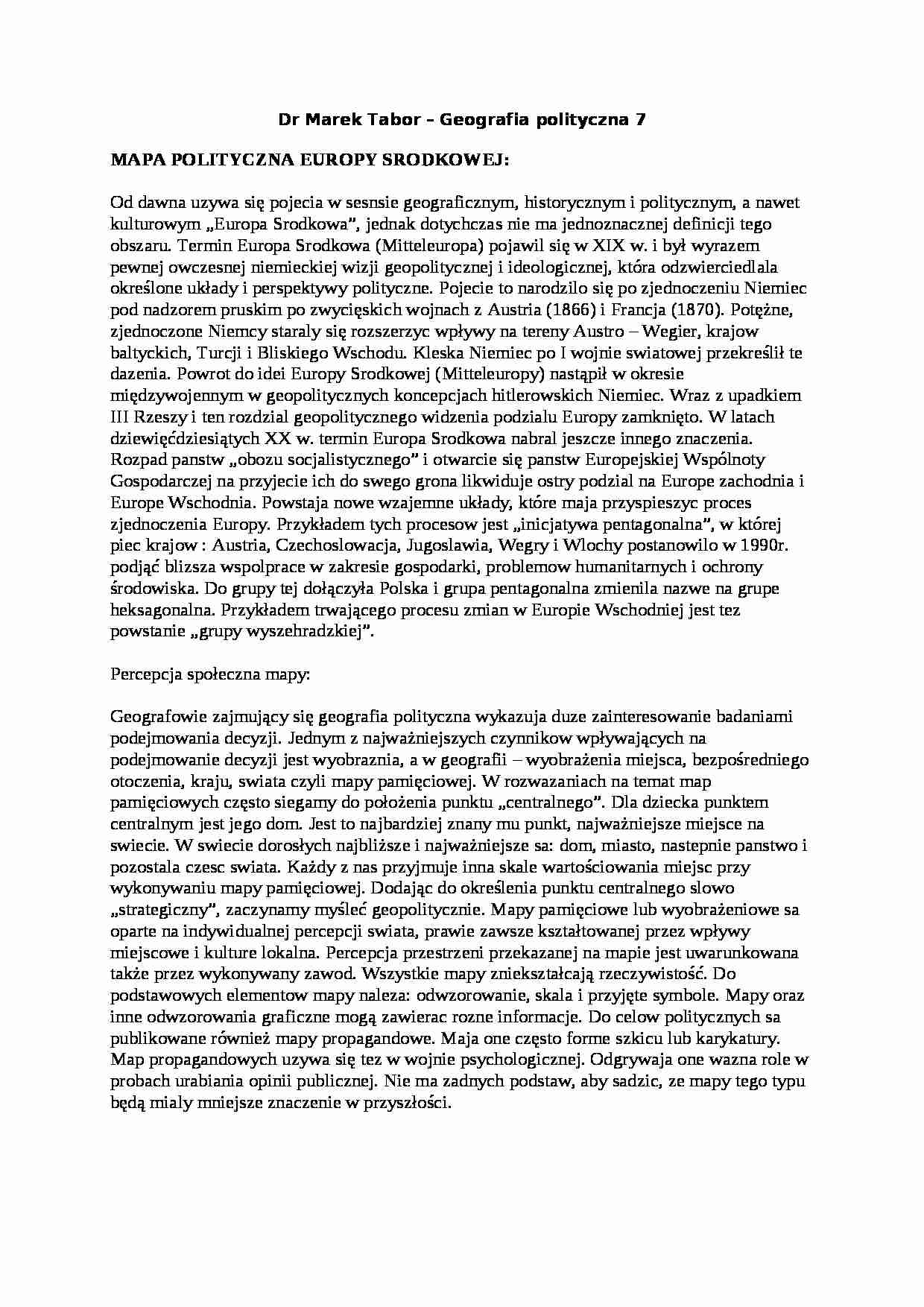 Mapa polityczna Europy Środkowej - wykład - strona 1