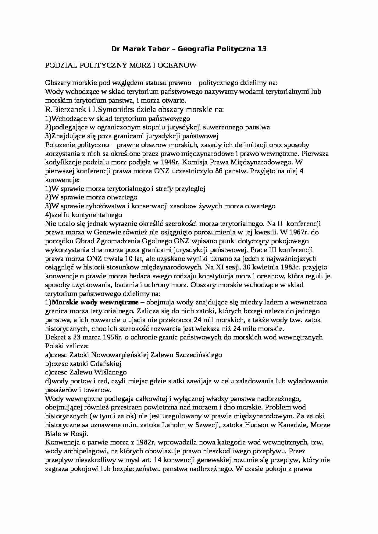 podział polityczny mórz i oceanów - omówienie  - strona 1