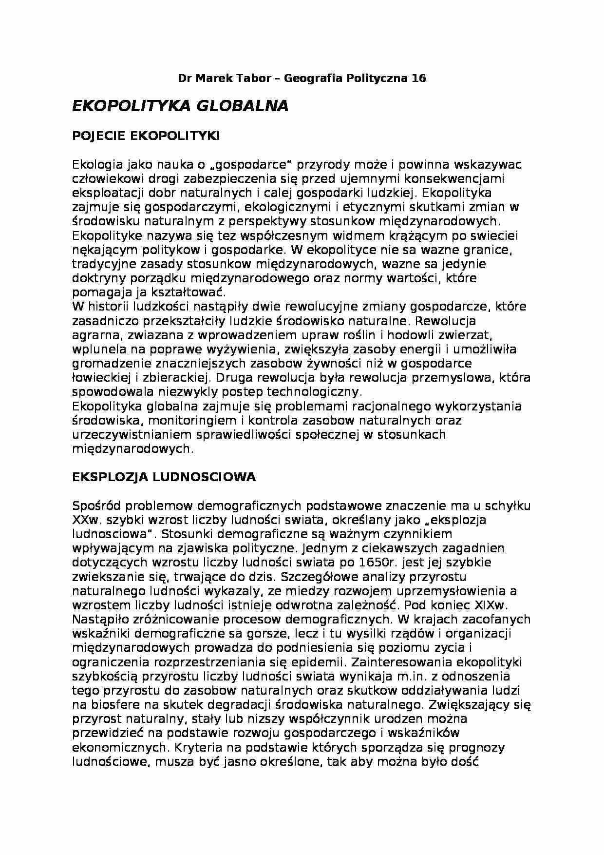 ekopolityka - omówienie  - strona 1