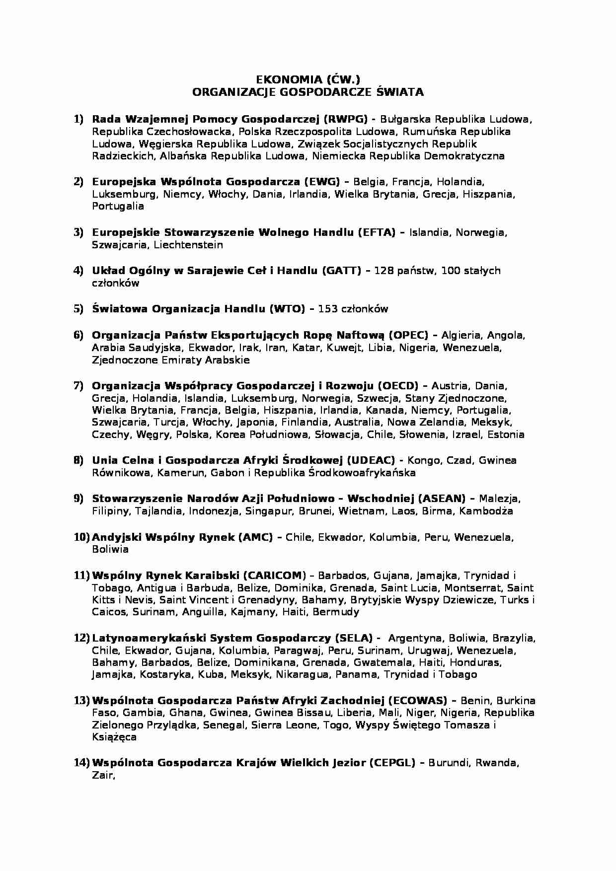 Organizacje gospodarcze - omówienie - strona 1