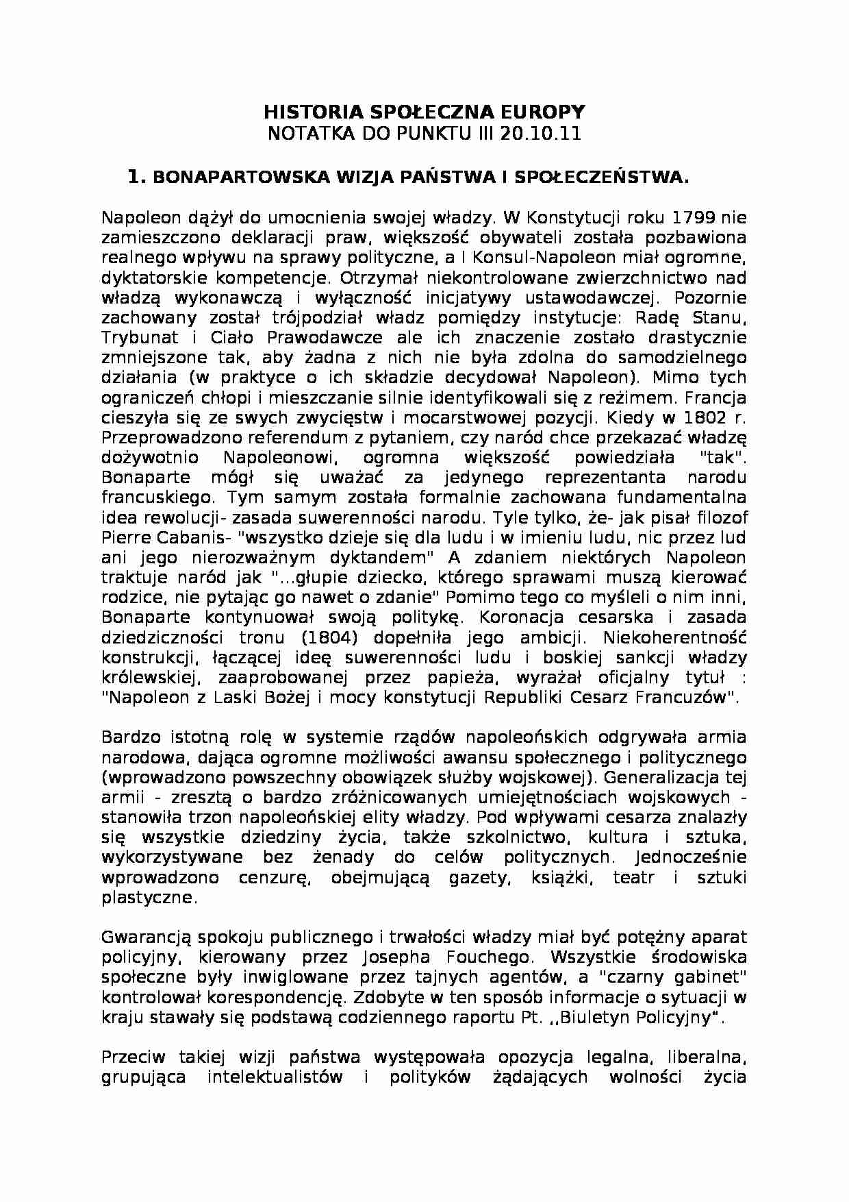  Historia społeczna Europy 20.10.11r. Bonaparte  - strona 1