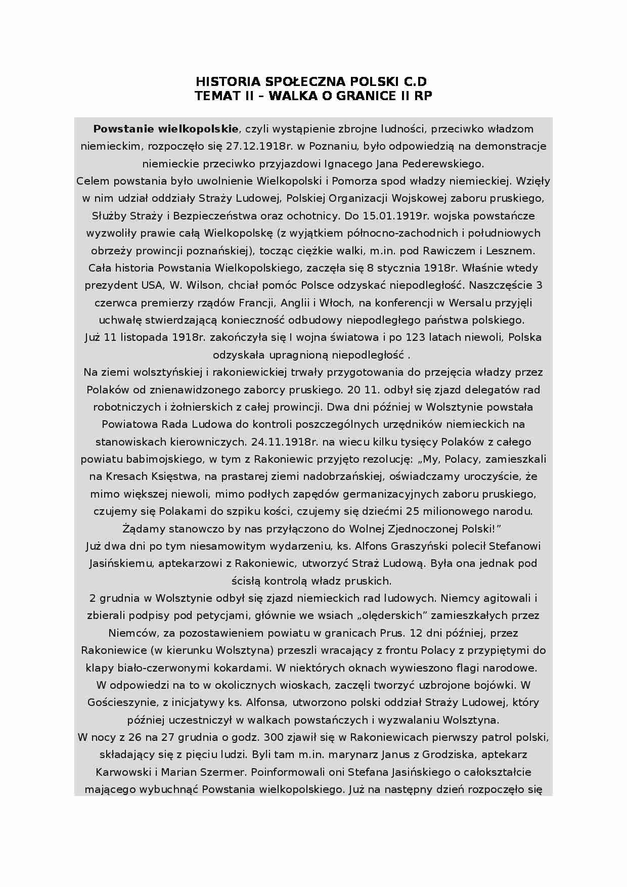 Walka o granice II RP cd. - omówienie - strona 1