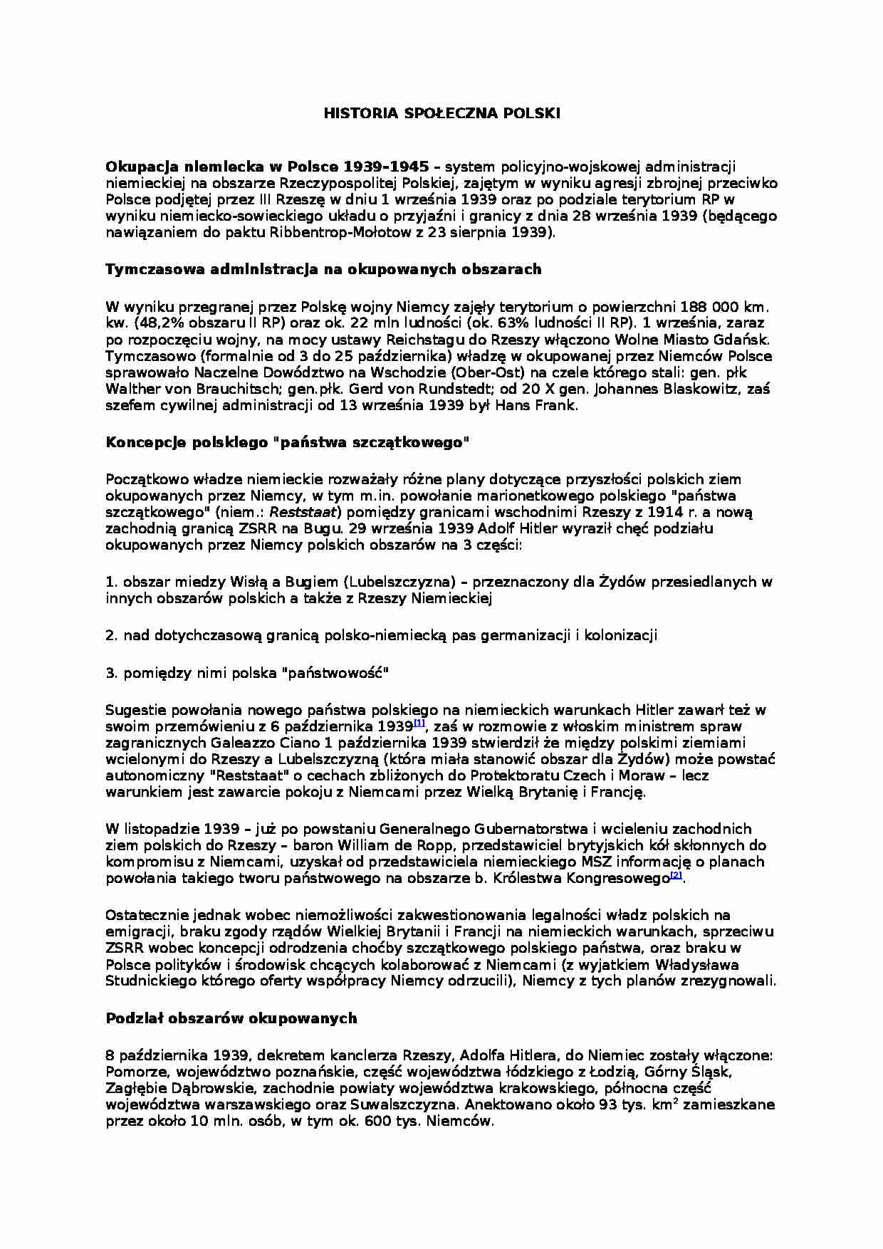 Okupacja niemiecka - omówienie - strona 1