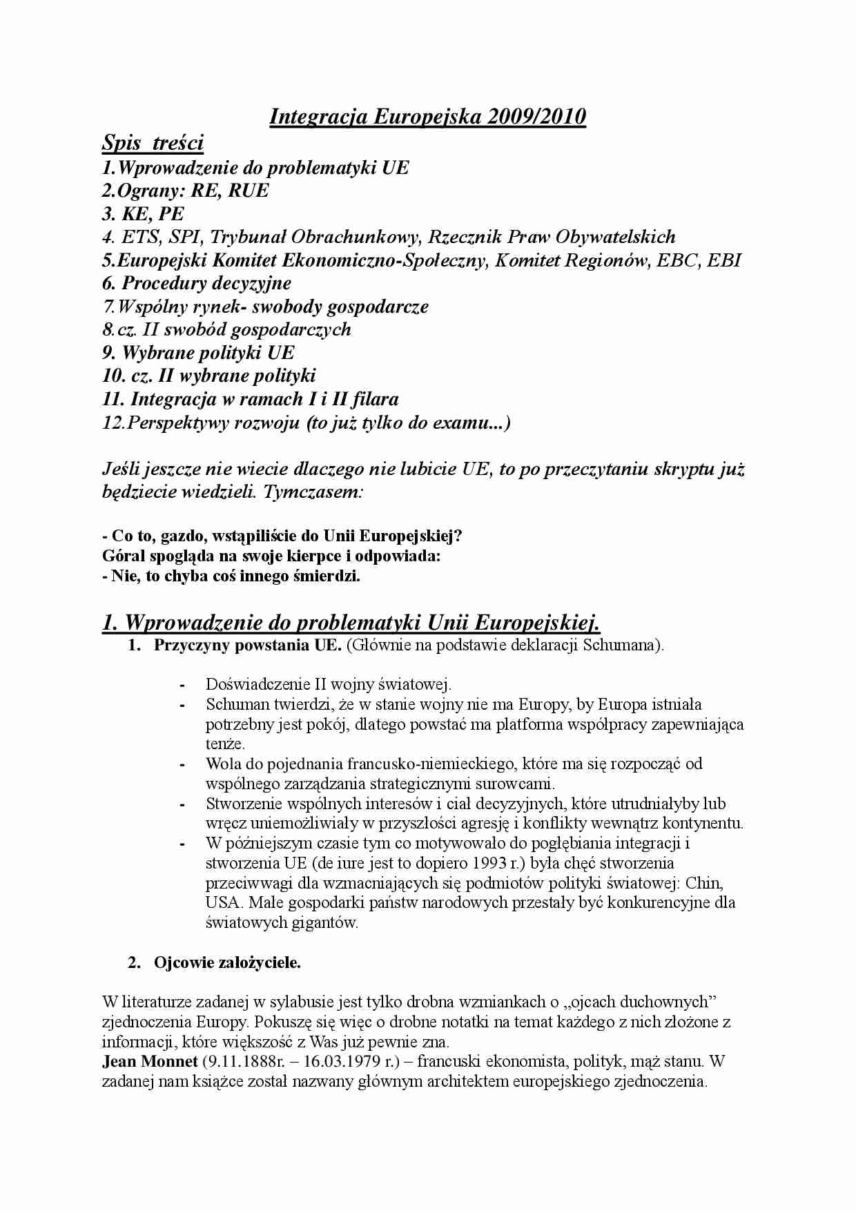 integracja europejska (skrypt)  - strona 1