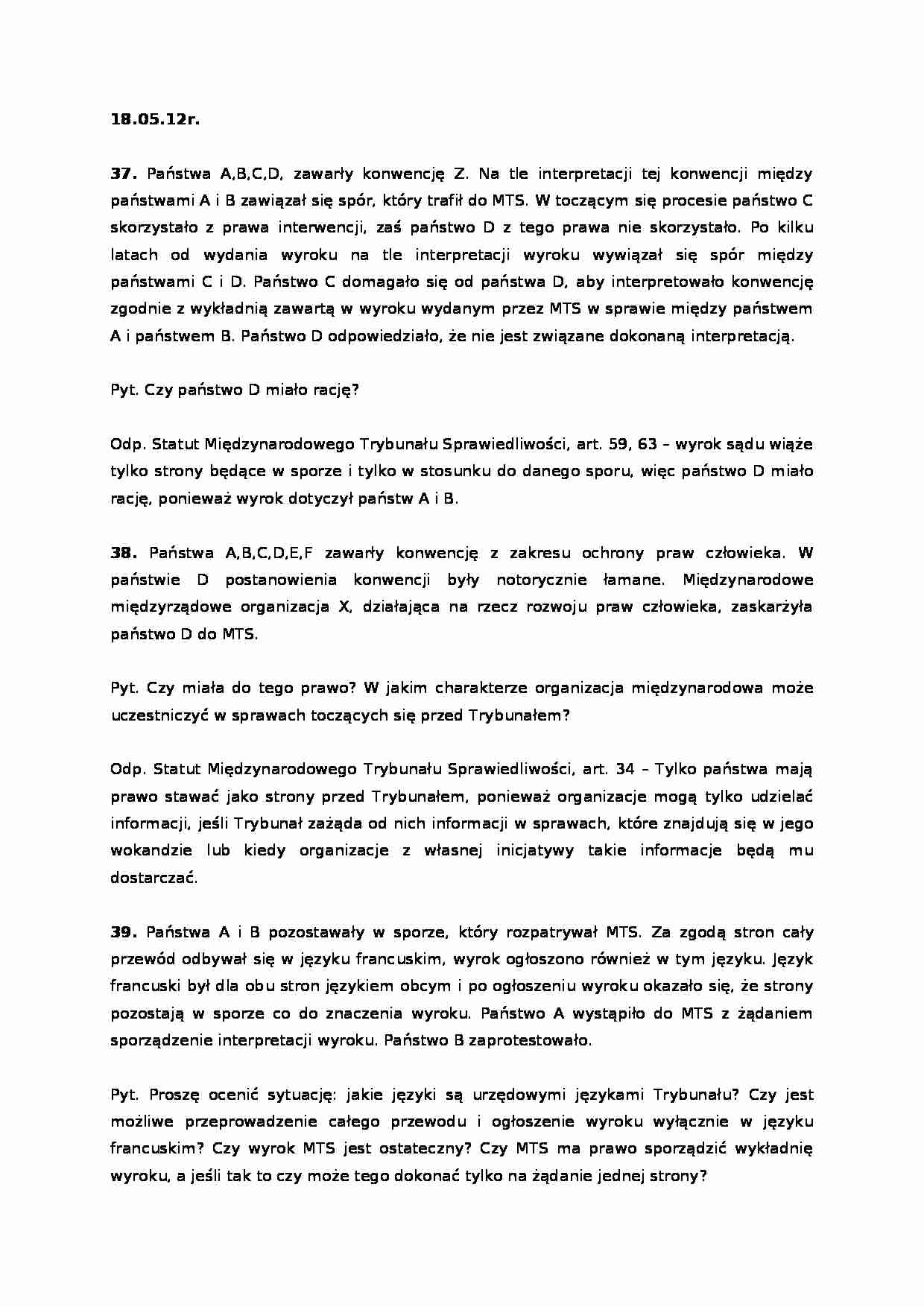 Prawo międzynarodowe publiczne - test - strona 1