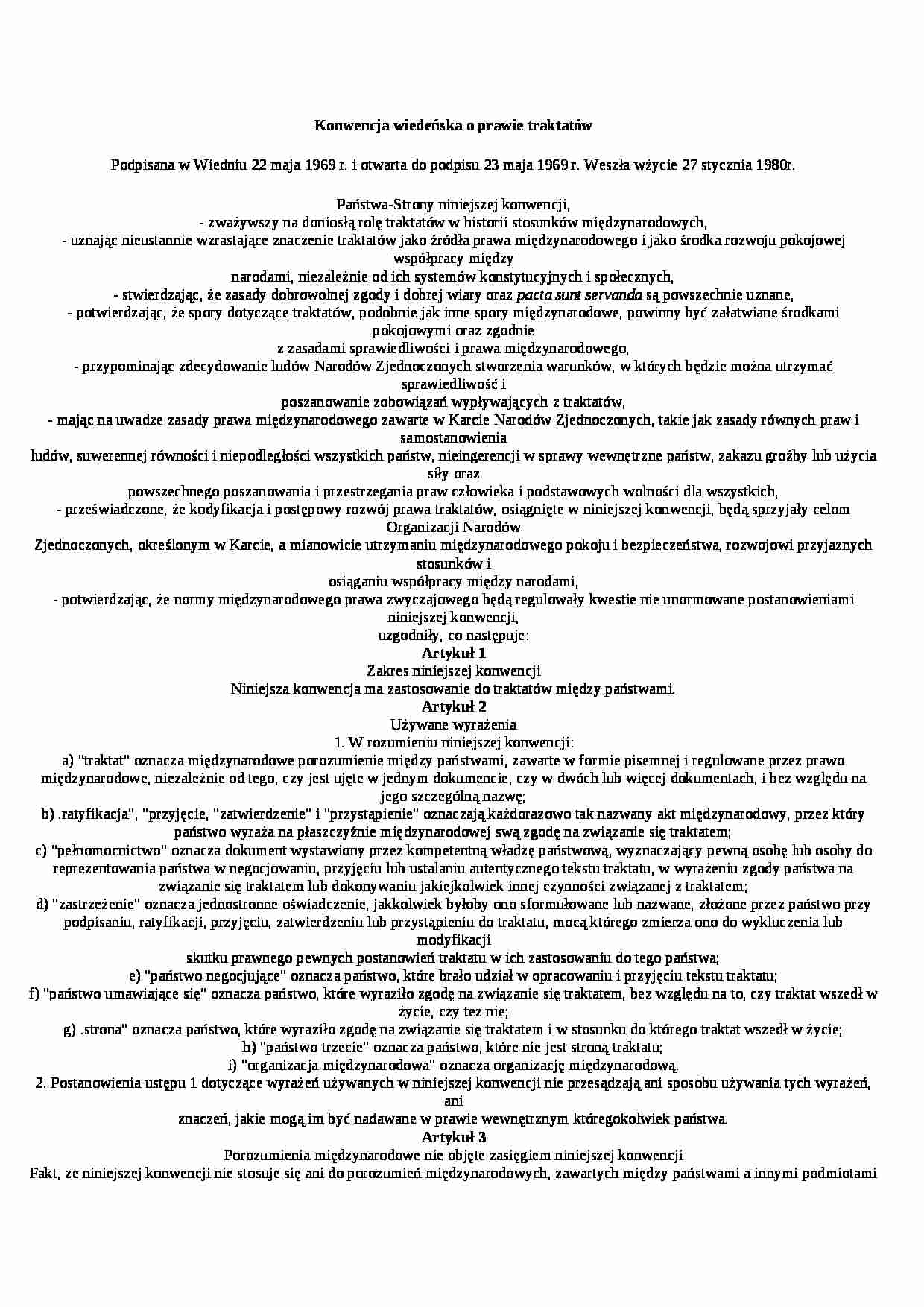 Konwencja wiedeńska o prawie traktatów - omówienie - strona 1