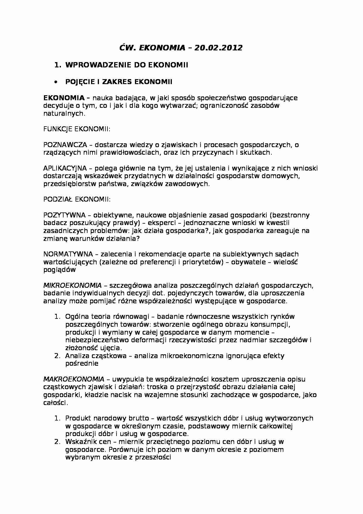 Wprowadzenie do Ekonomii - strona 1