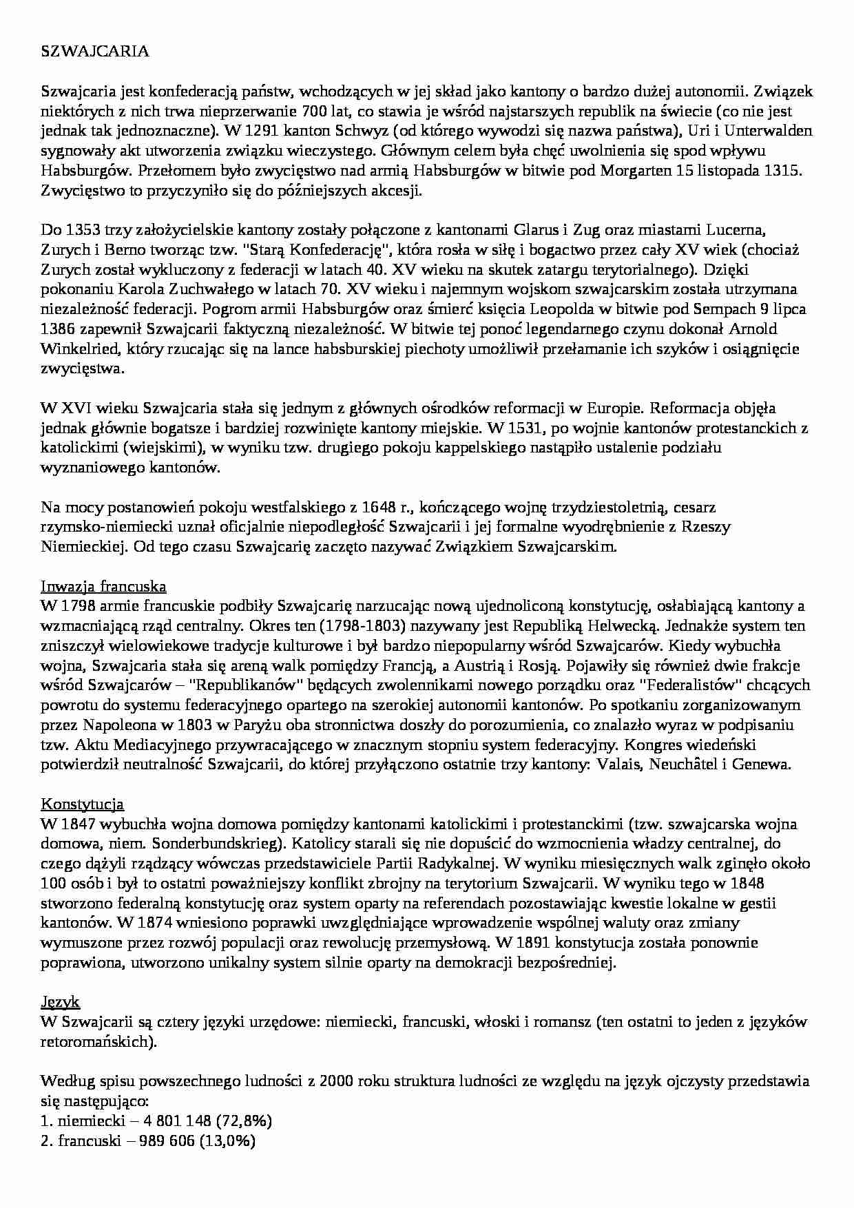 Szwajcaria - omówienie - strona 1