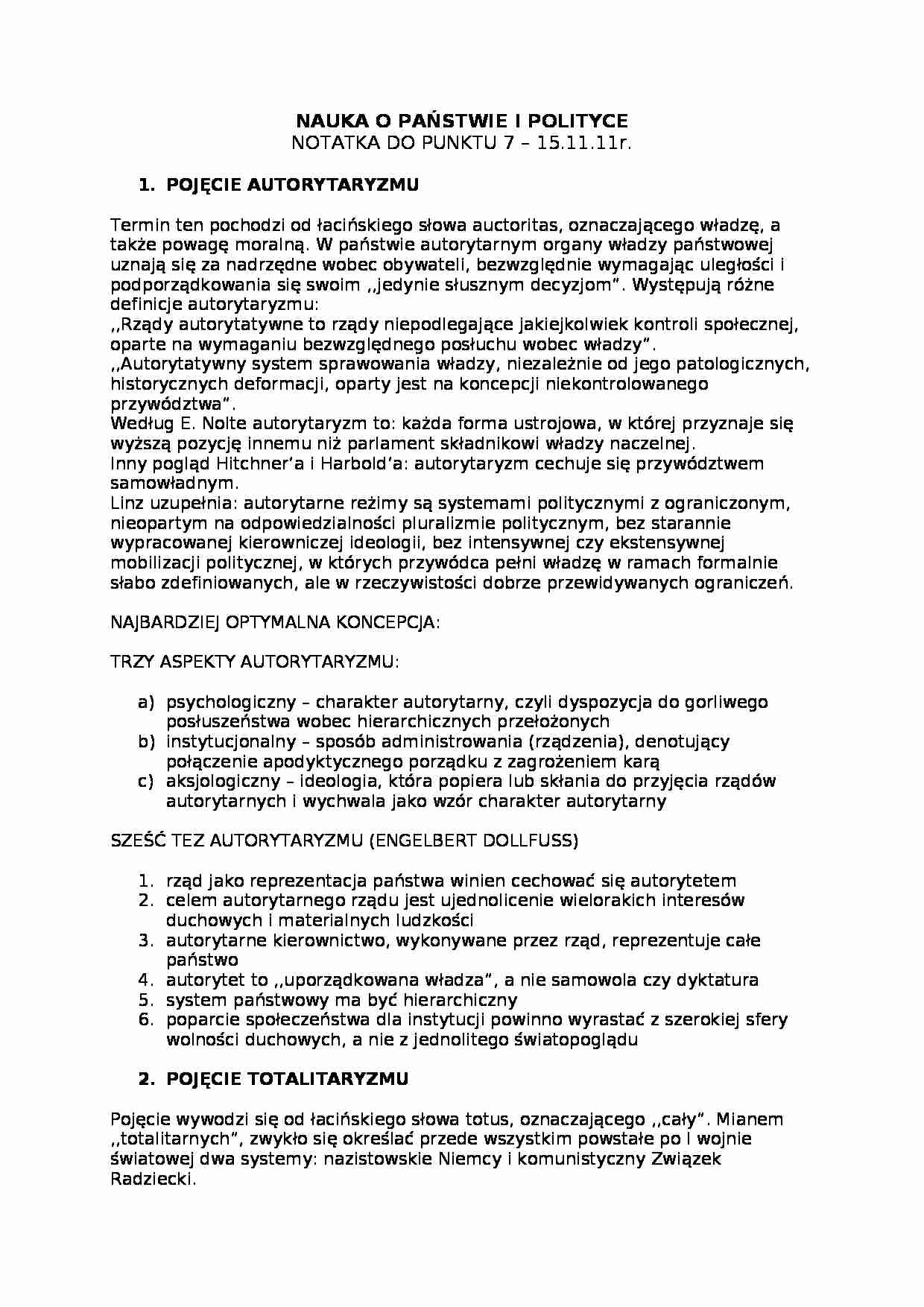 autorytaryzm - omówienie  - strona 1