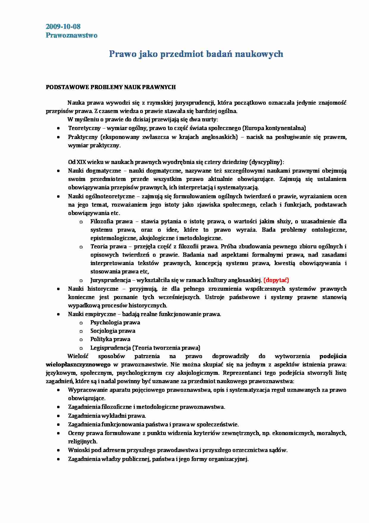  Prawo jako przedmiot badan naukowych - strona 1