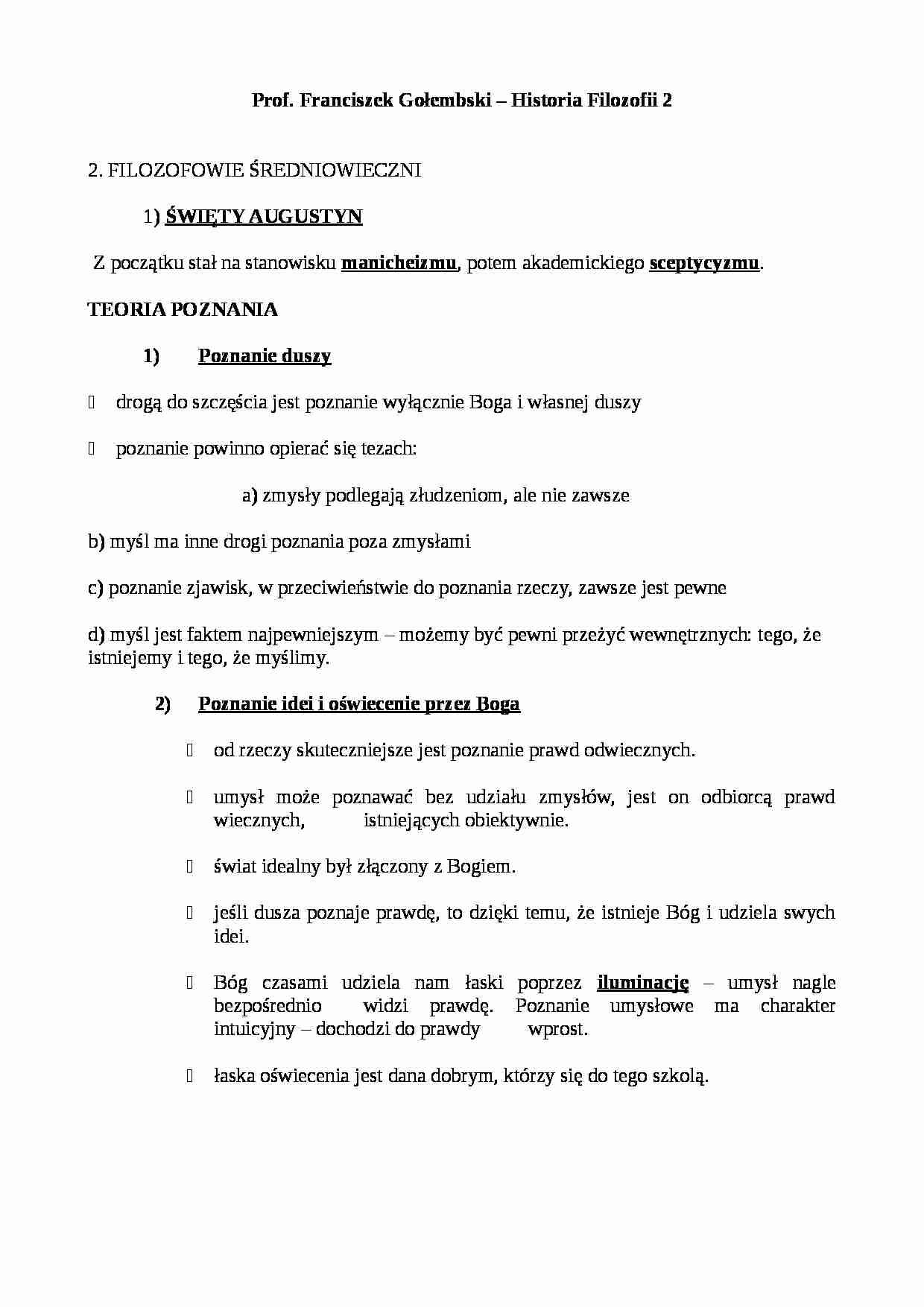 Historia Filozofii  - średniowiecze  - strona 1