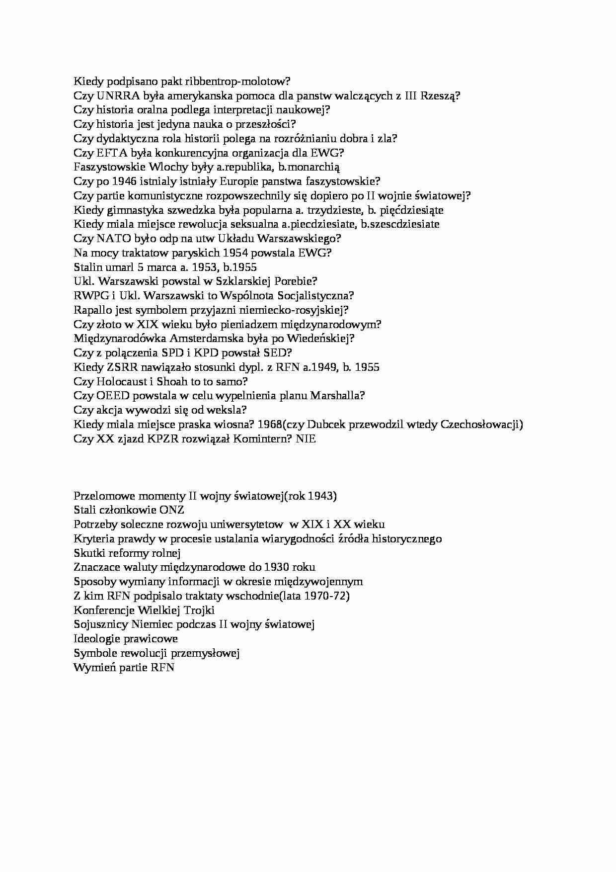 Pytania na egzamin 2008 - historia - strona 1