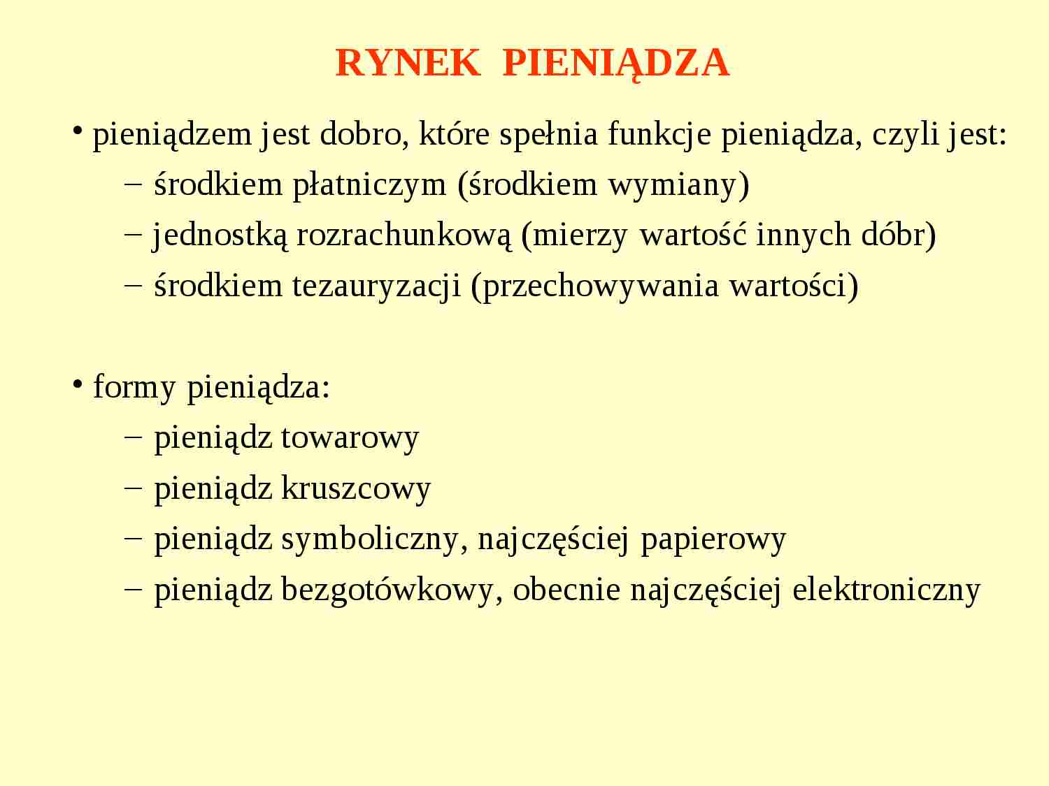 Rynek pieniądza - prezentacja  - strona 1