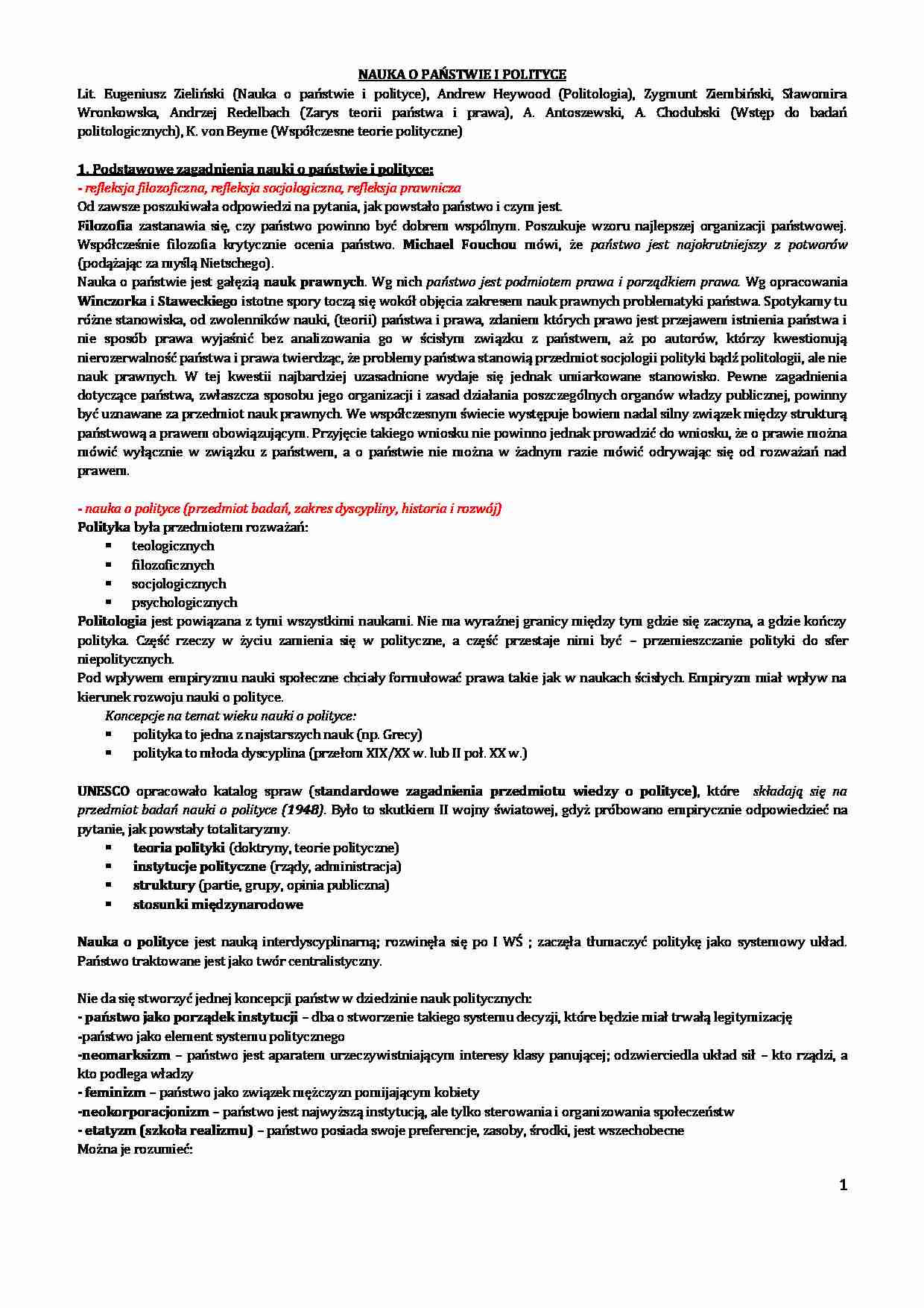 skrypt - nauka o państwie i polityce - strona 1