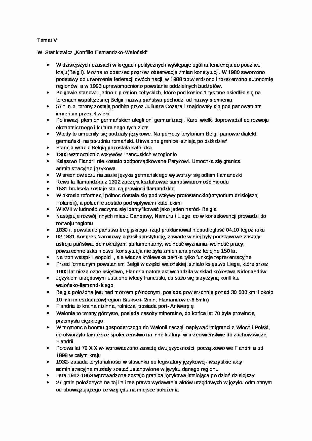 konflikt flamandzko - waloński - omówienie  - strona 1