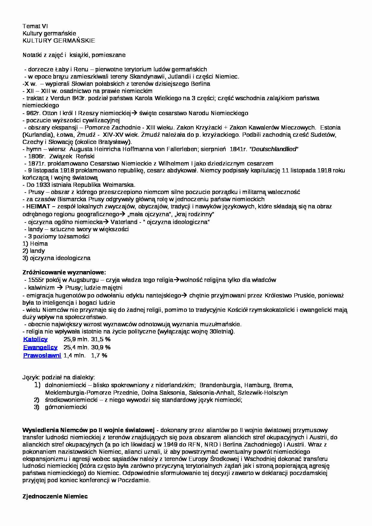 kultury germańskie - omówienie  - strona 1