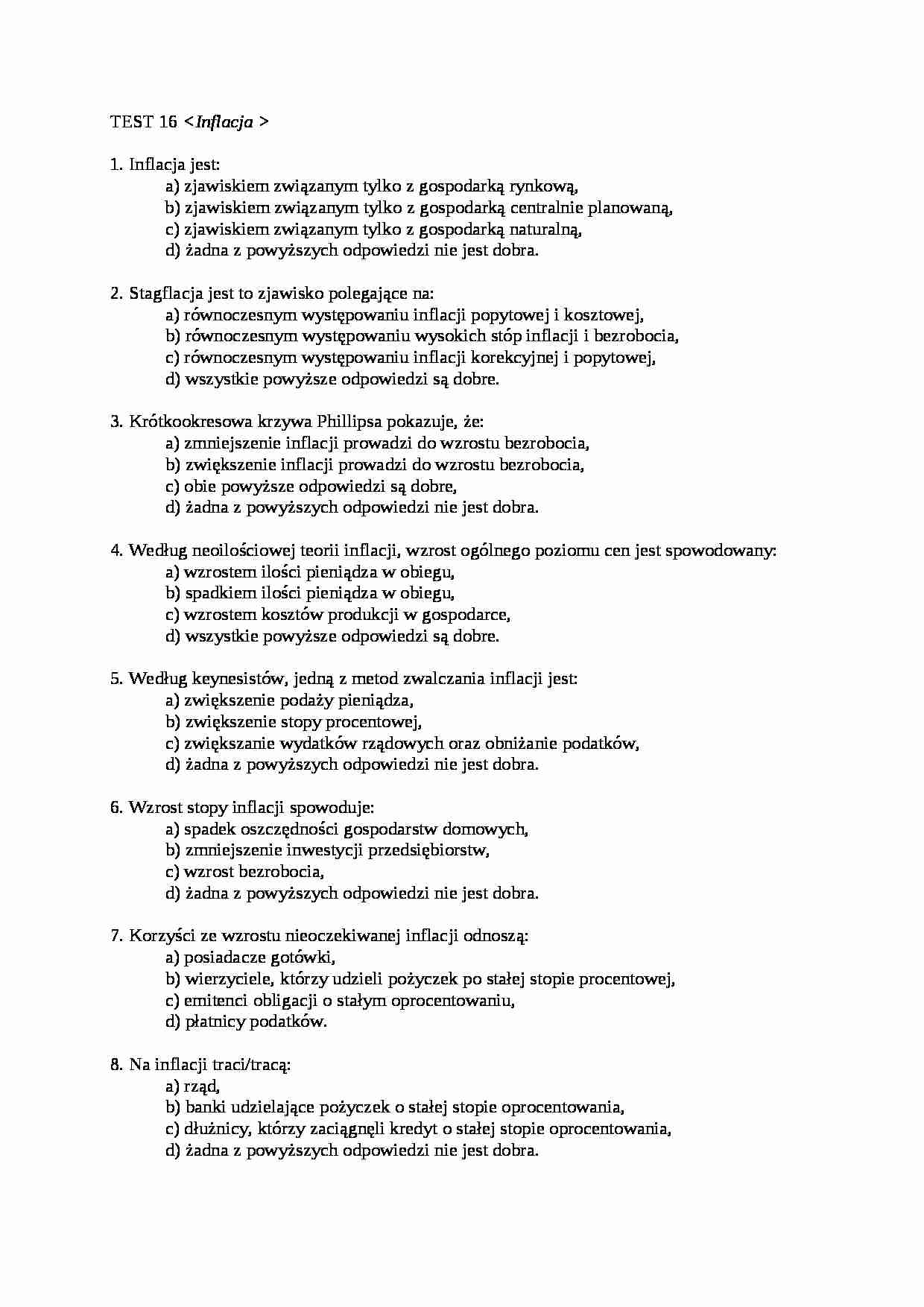 Test 16 Ekonomia dr _ukaszewicz - strona 1