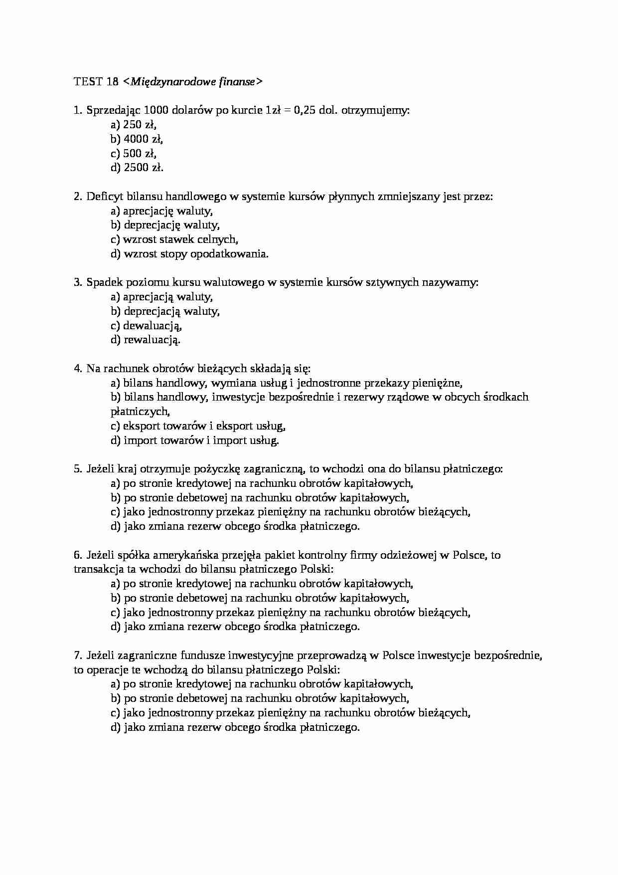 Test 18 - Ekonomia  - strona 1