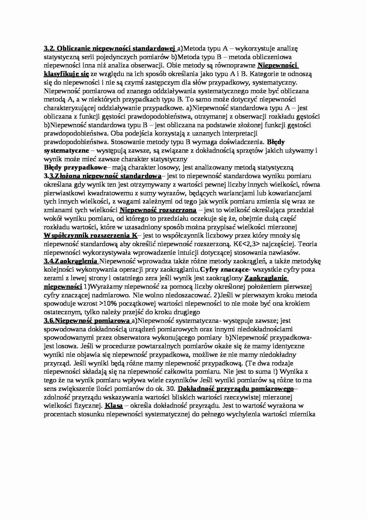 Metrologia i monitoring - Obliczanie niepewności standardowej  - strona 1