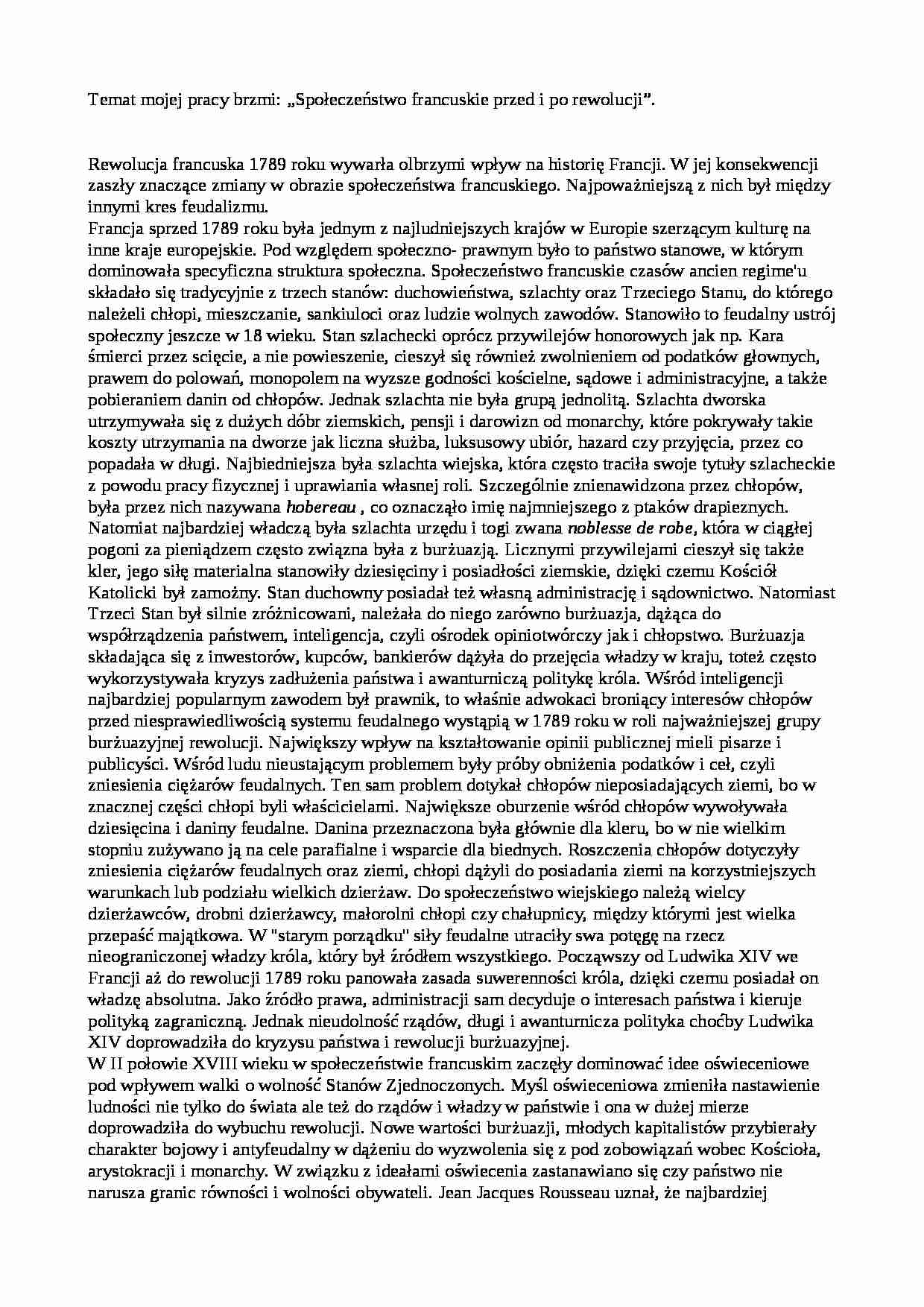 Referat o rewolucji francuskiej  - strona 1