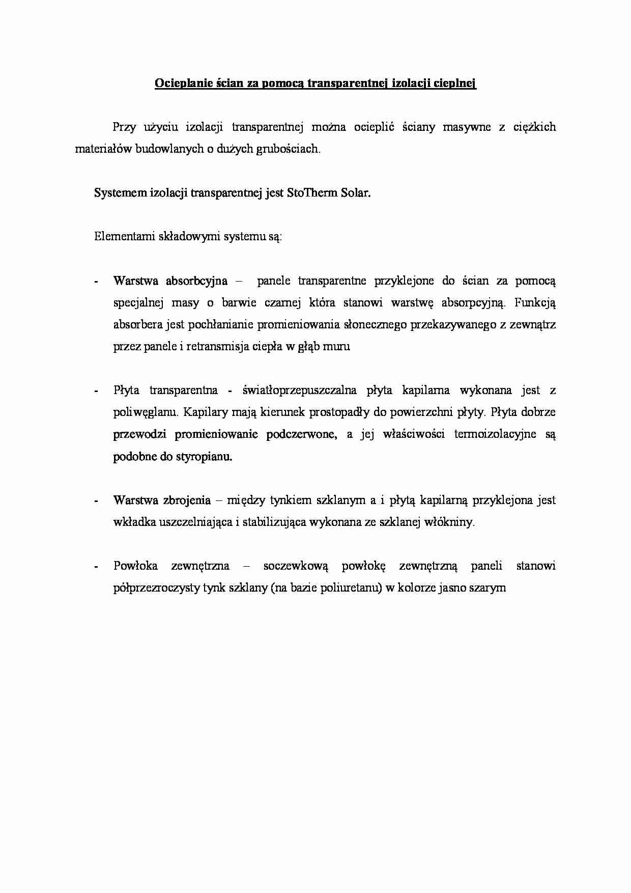 Ocieplanie ścian za pomocą transparentnej izolacji cieplnej - strona 1