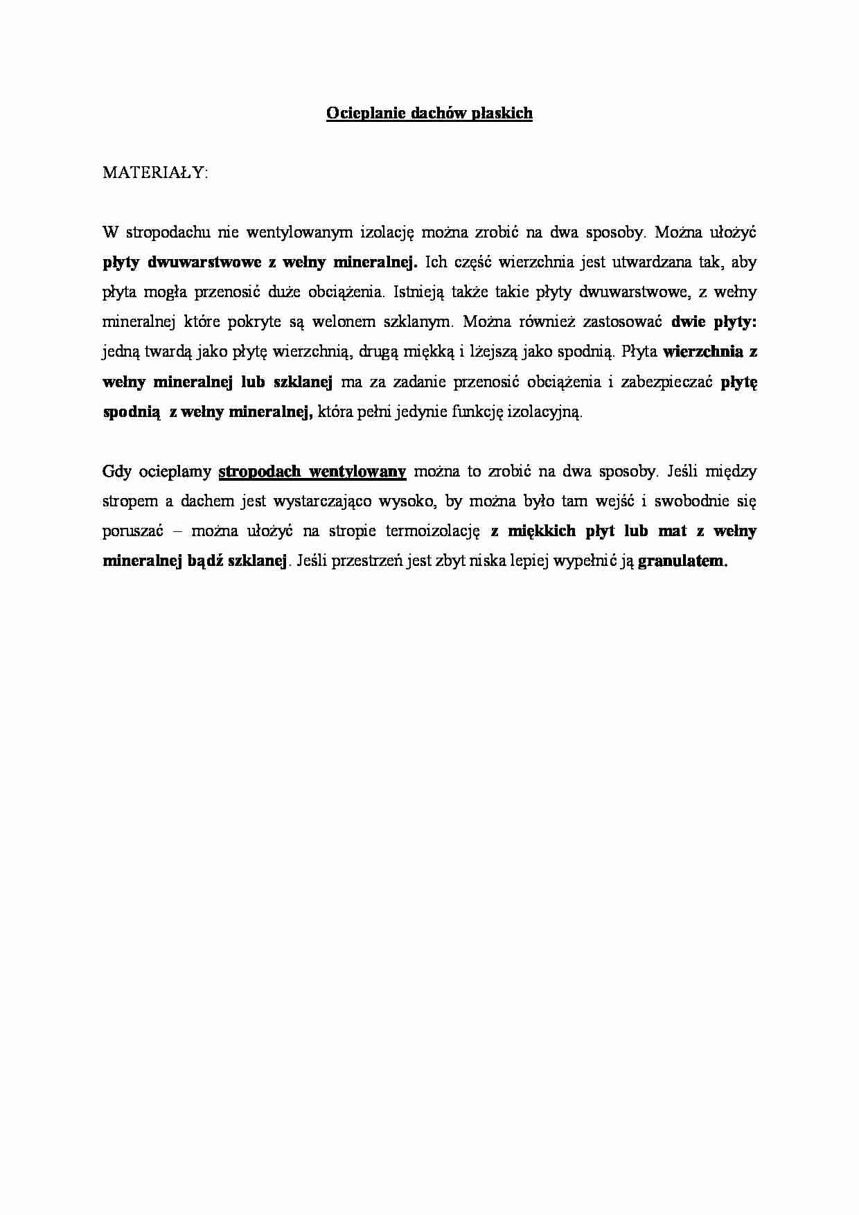 Ocieplanie dachów płaskich - omówienie  - strona 1