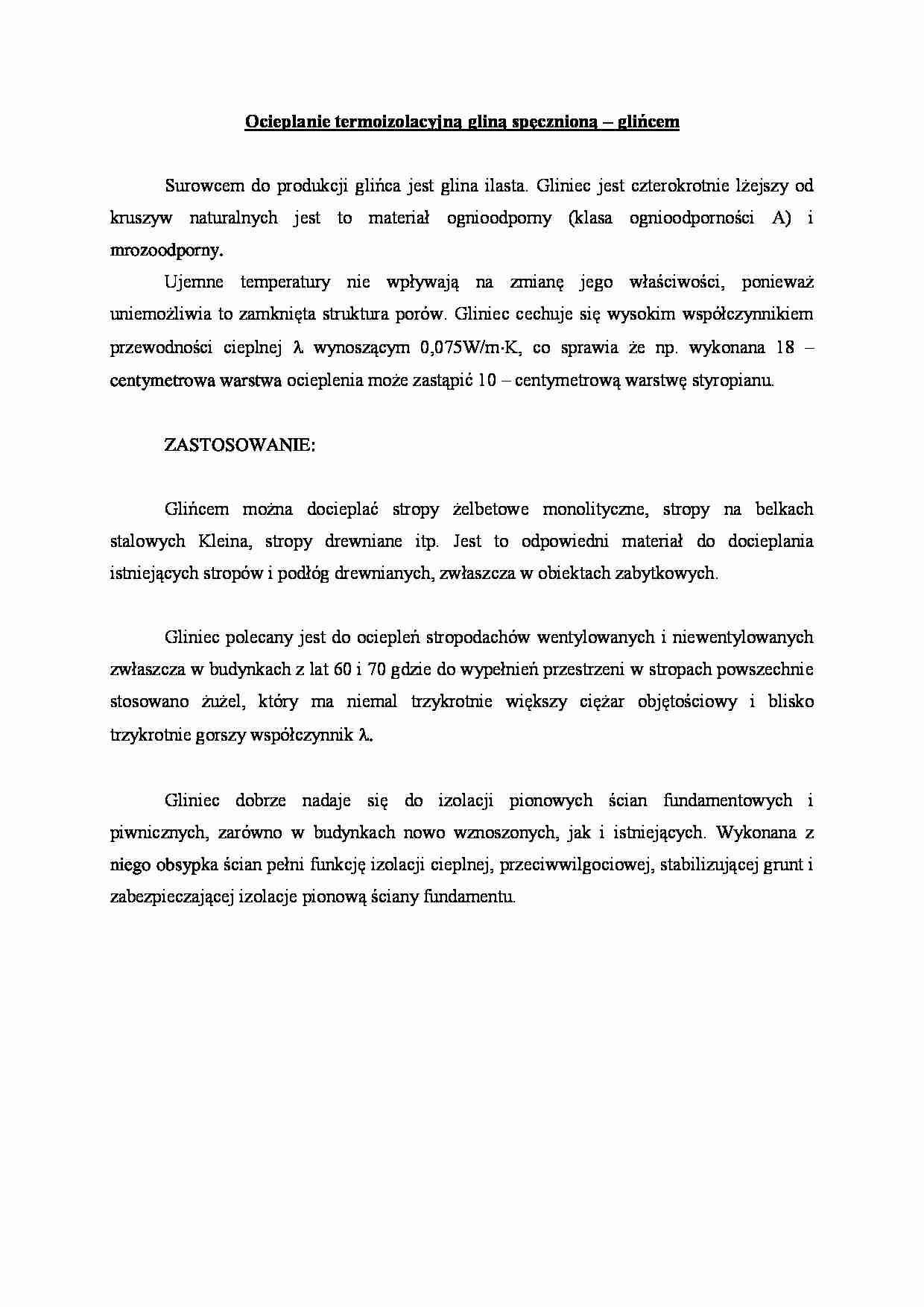 Ocieplanie termoizolacyjną gliną spęcznioną - glińcem - omówienie  - strona 1