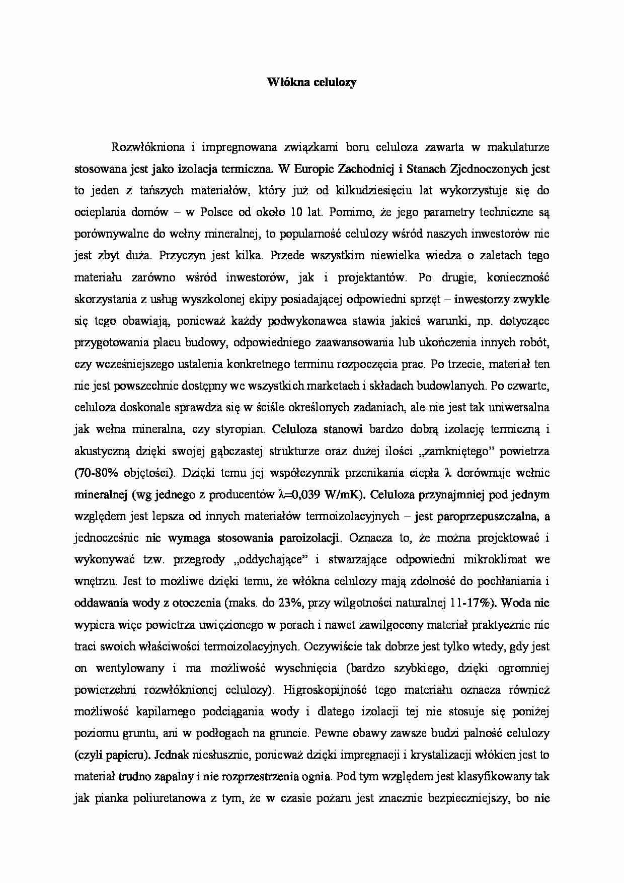 Włókna celulozy - omówienie  - strona 1