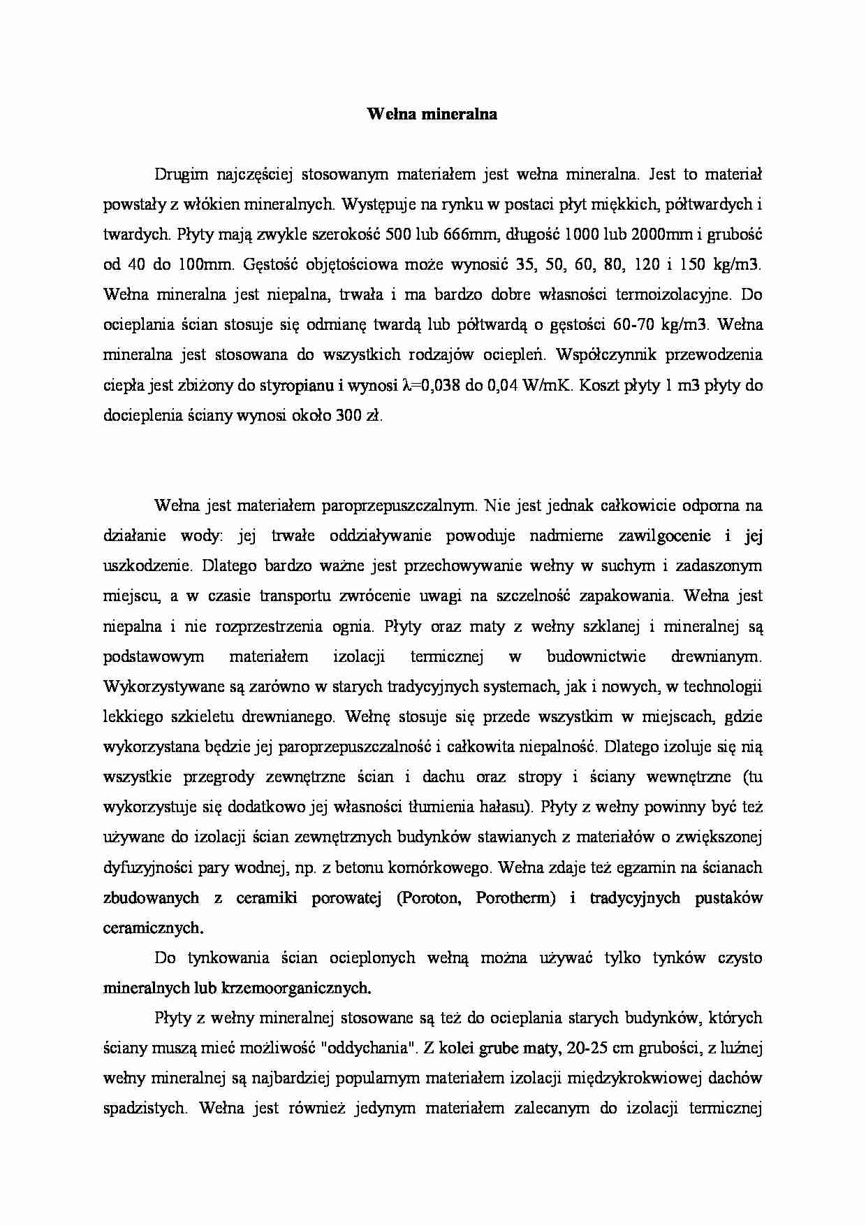 Wełna mineralna - omówienie - strona 1