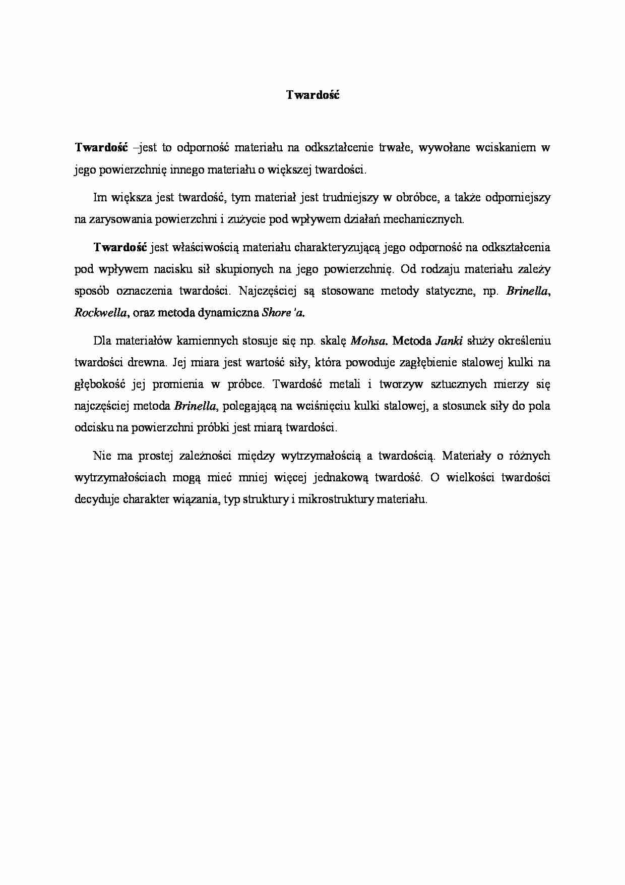 Twardość - omówienie  - strona 1
